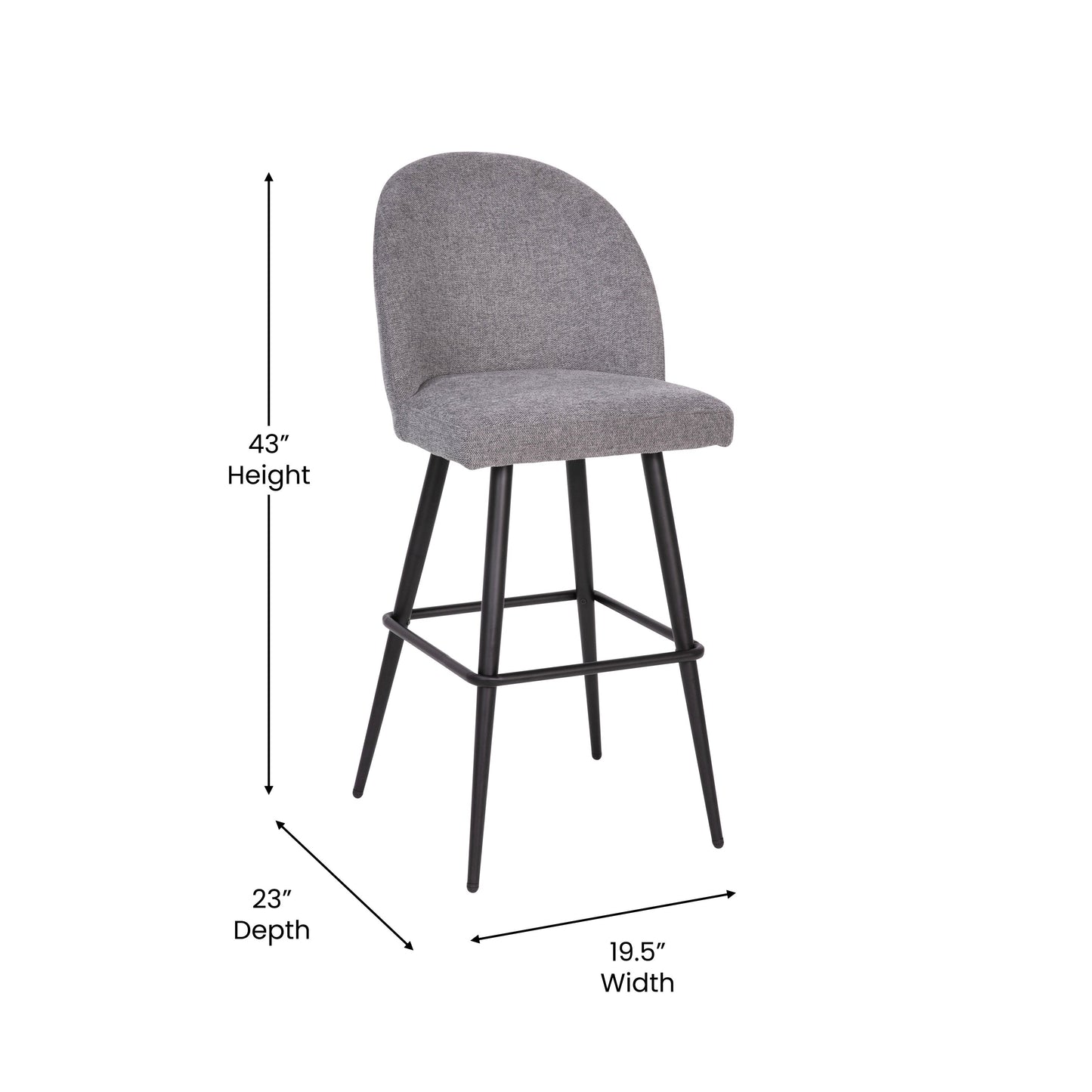 2PK 30" Gray Linen Barstool AY-1026H-30-GYFAB-GG