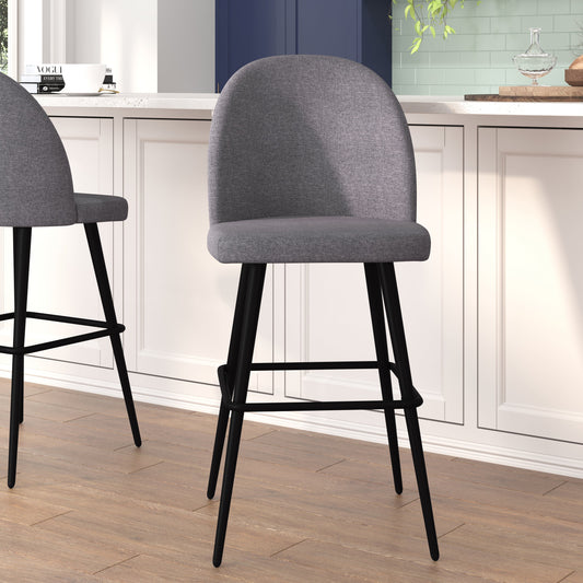 2PK 30" Gray Linen Barstool AY-1026H-30-GYFAB-GG