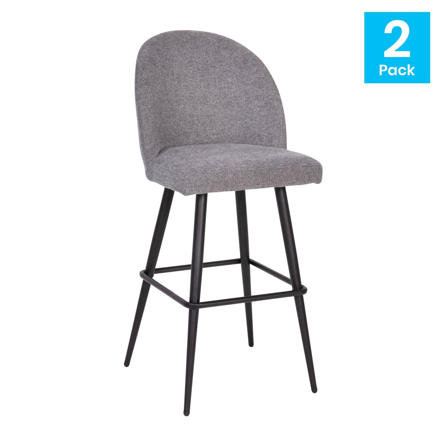 2PK 30" Gray Linen Barstool AY-1026H-30-GYFAB-GG