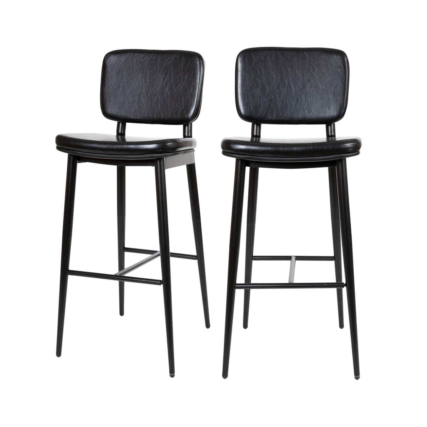 2PK Black Leather Barstools AY-S01-BK-GG