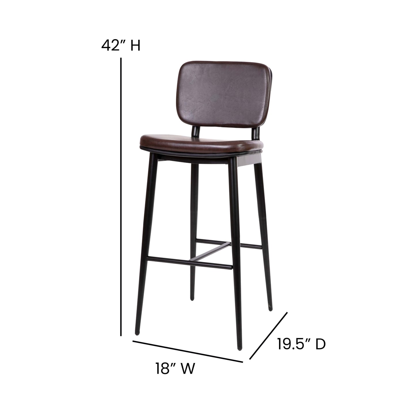 2PK Brown Leather Barstools AY-S01-BR-GG