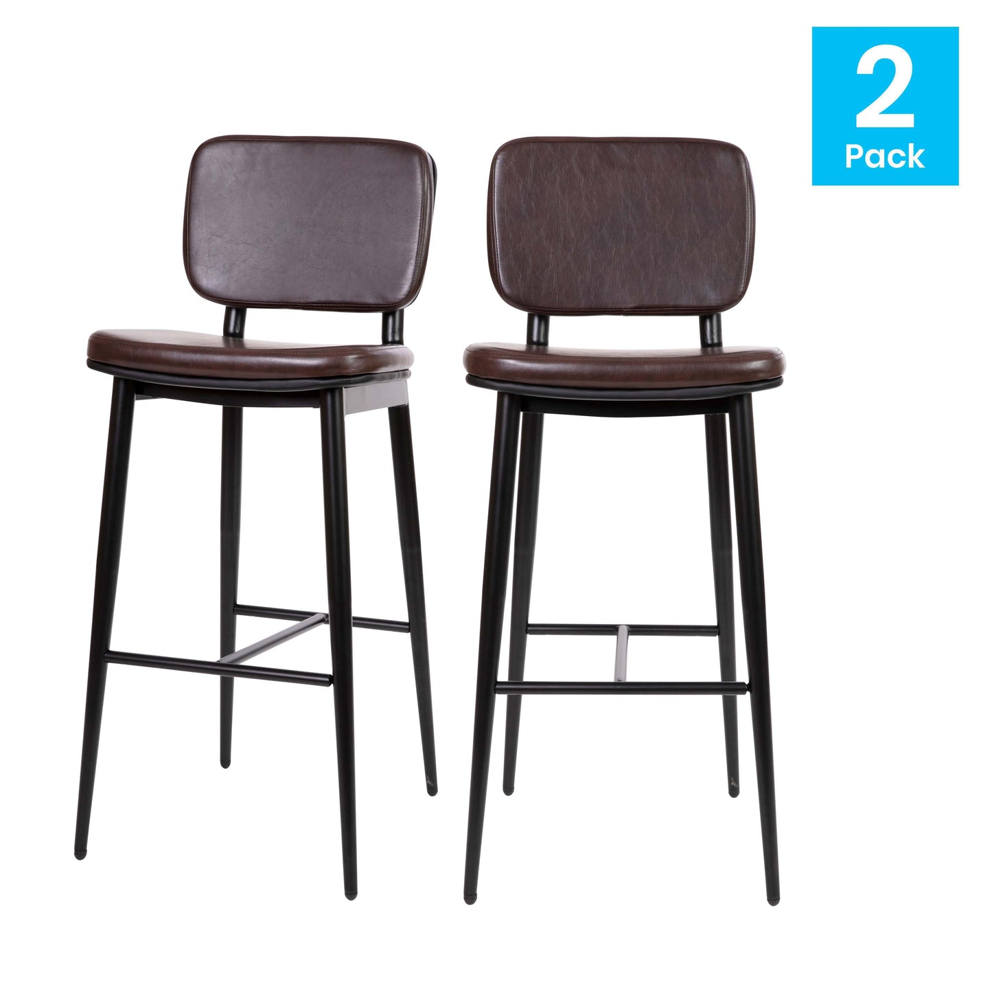 2PK Brown Leather Barstools AY-S01-BR-GG