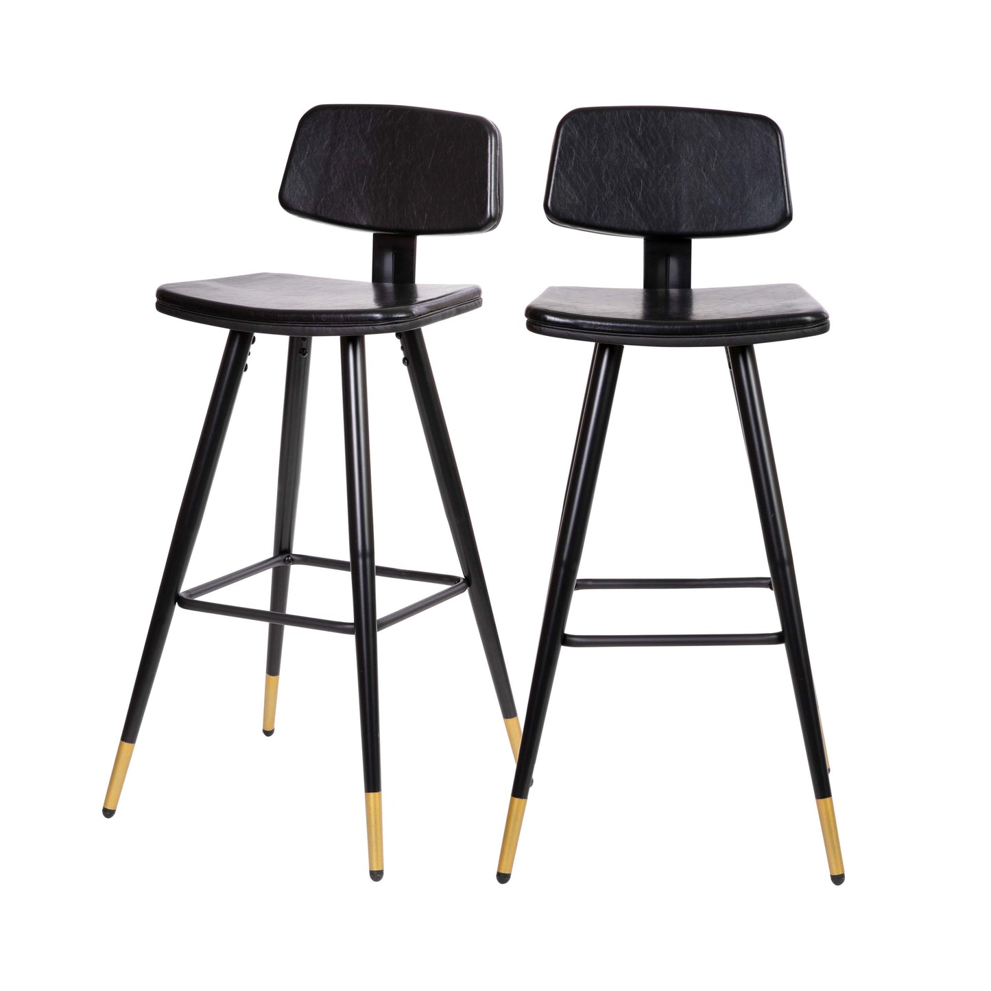 2PK Black Leather Barstools AY-S02-BK-GG