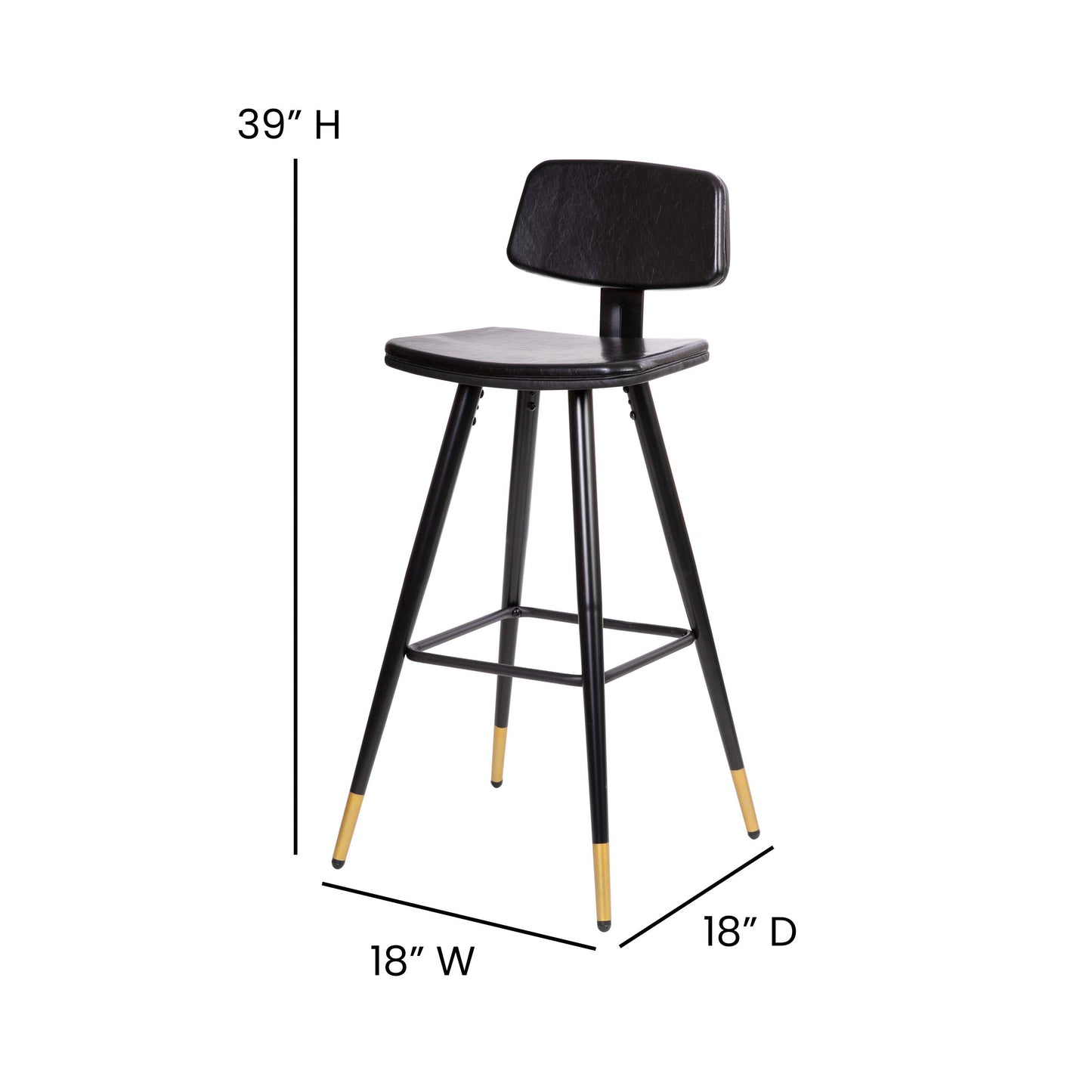 2PK Black Leather Barstools AY-S02-BK-GG