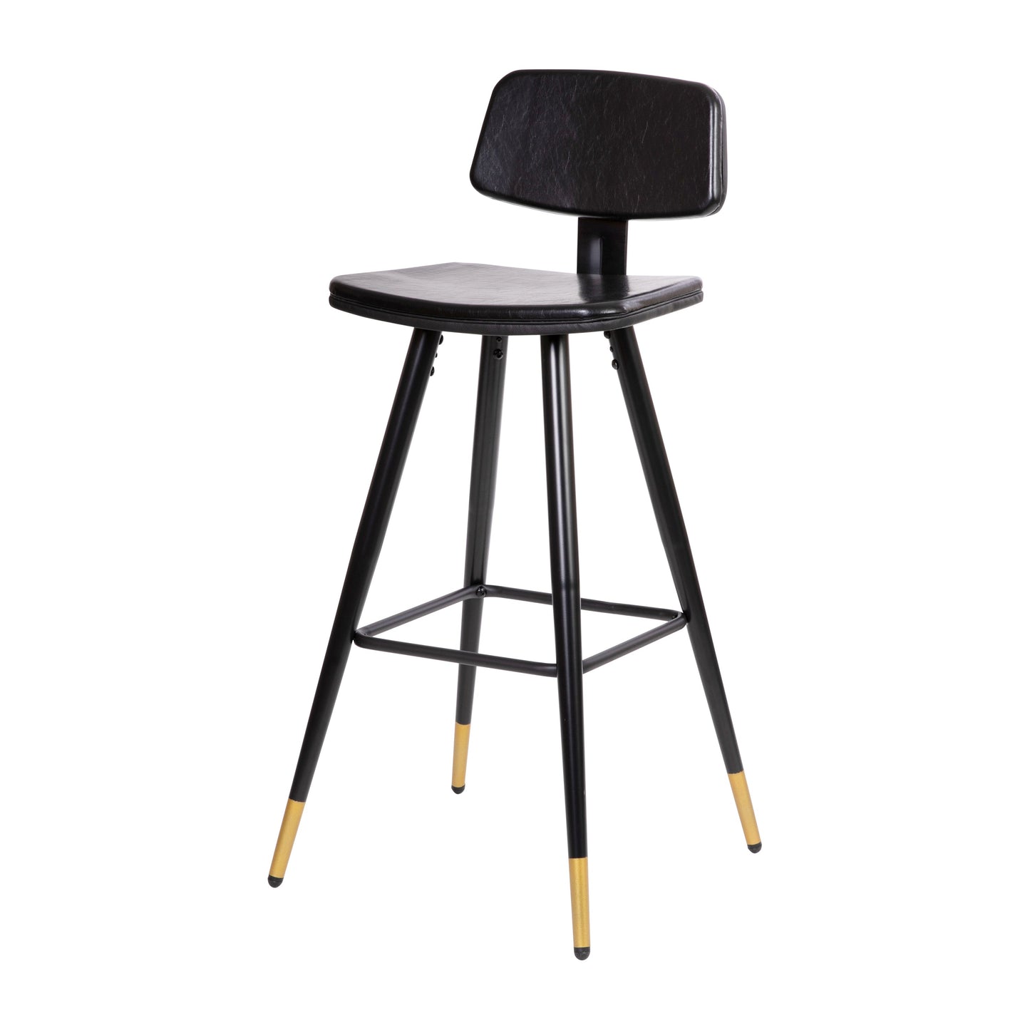 2PK Black Leather Barstools AY-S02-BK-GG