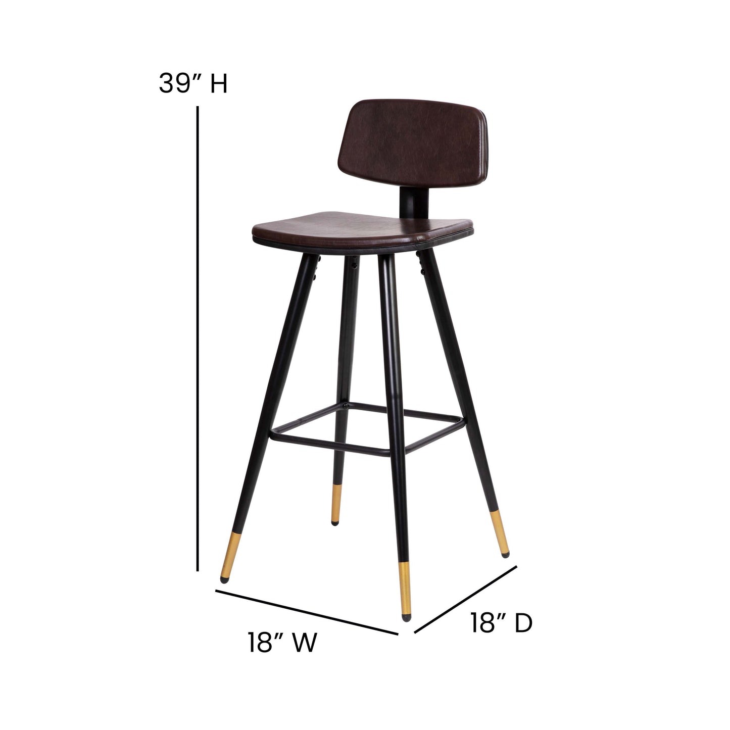 2PK Brown Leather Barstools AY-S02-BR-GG