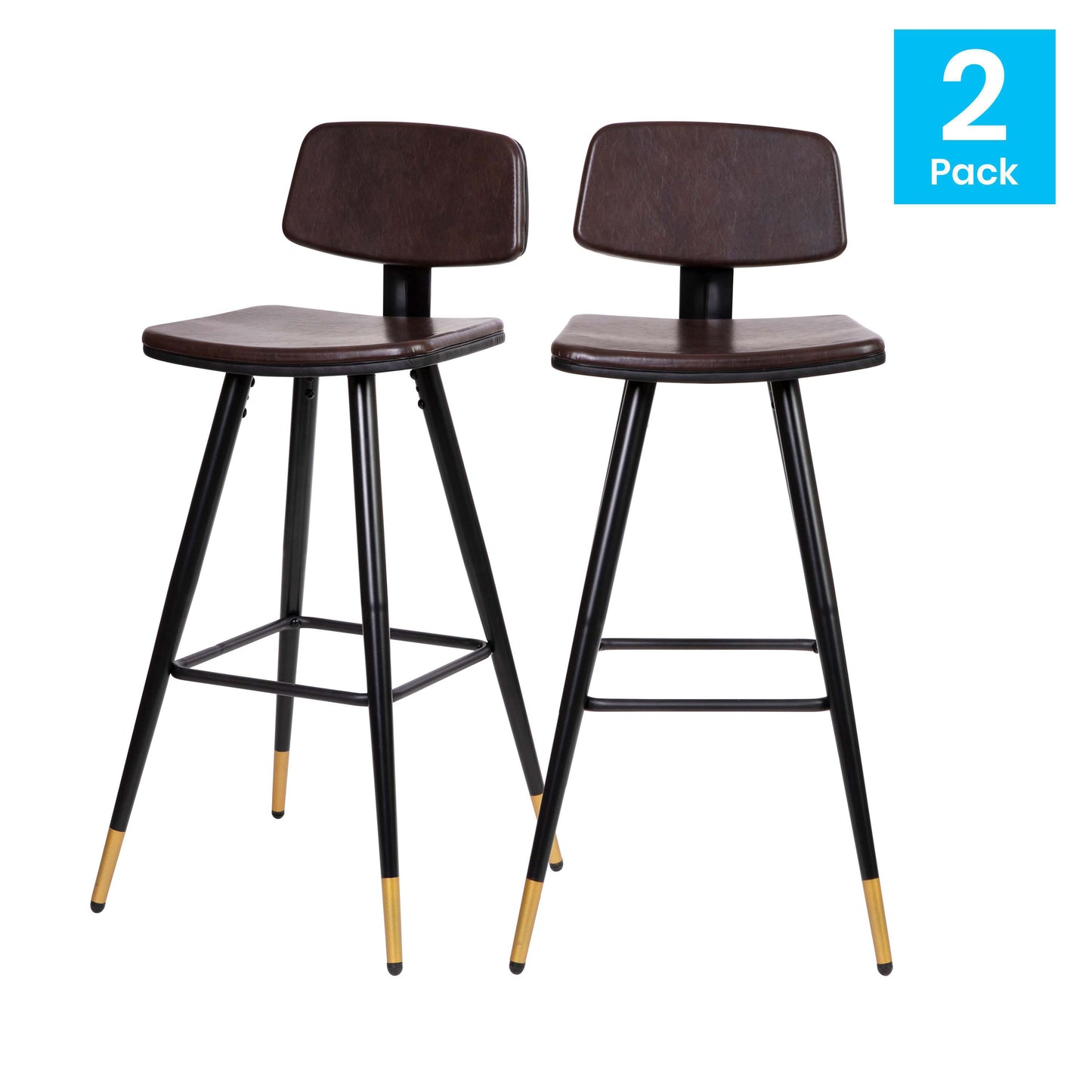 2PK Brown Leather Barstools AY-S02-BR-GG