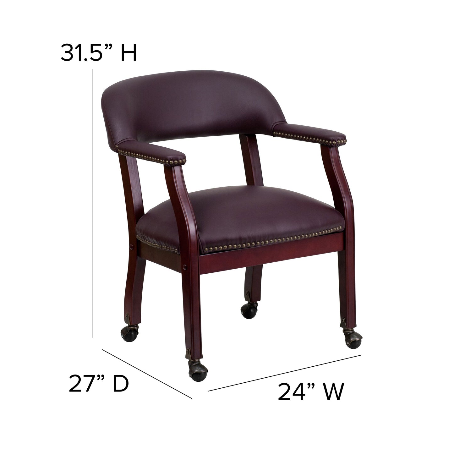 Burgundy Leather Guest Chair B-Z100-LF19-LEA-GG