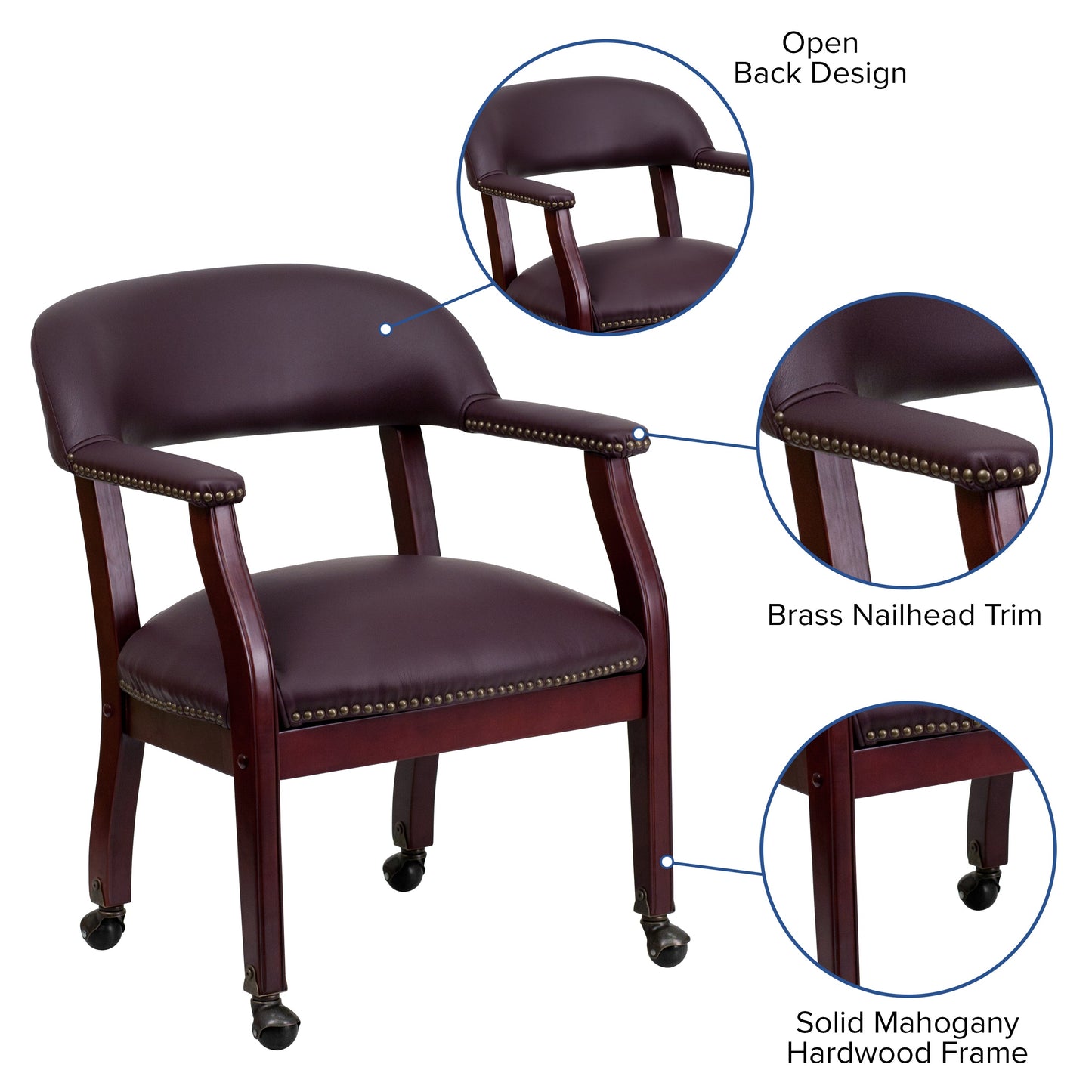 Burgundy Leather Guest Chair B-Z100-LF19-LEA-GG