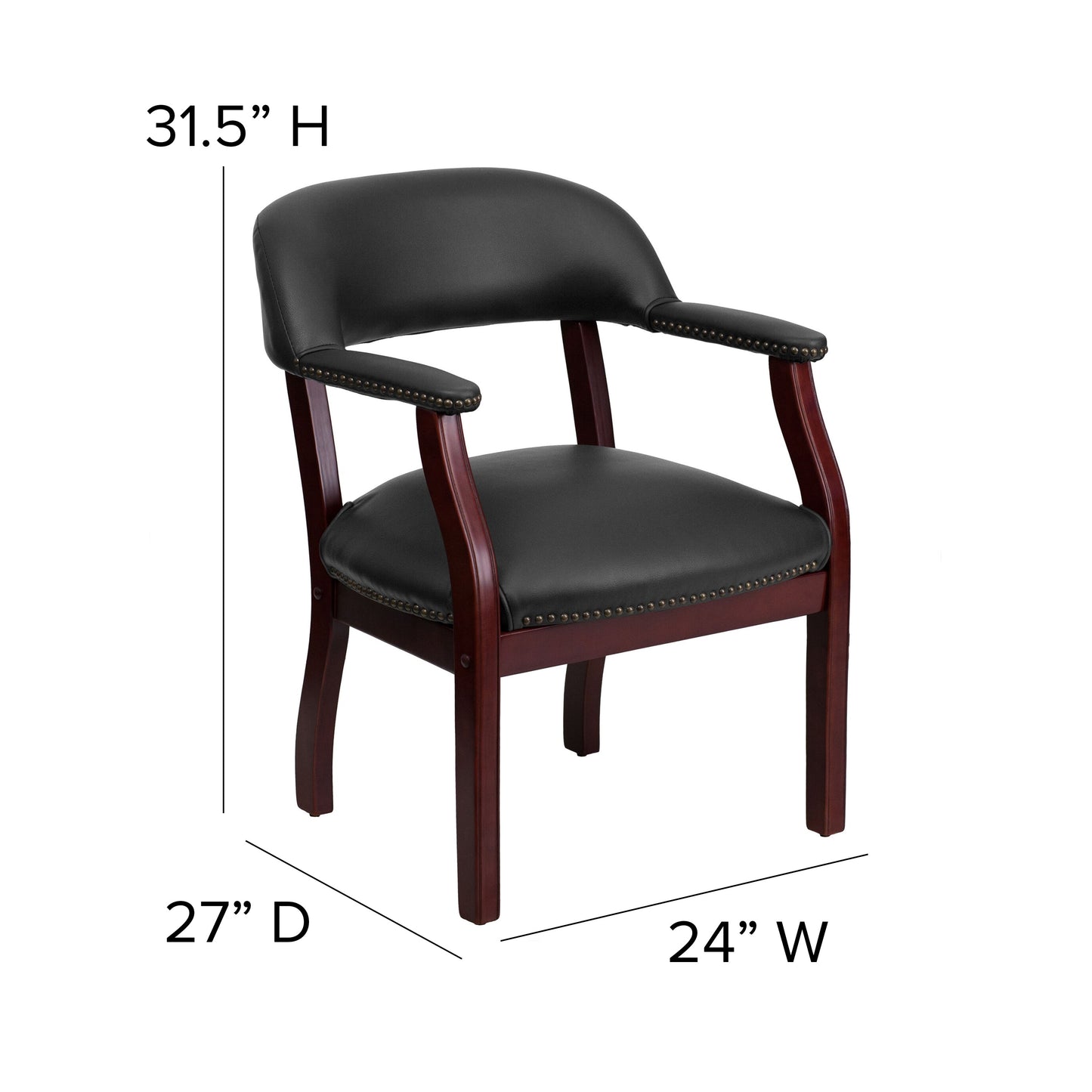 Black Vinyl Guest Chair B-Z105-BLACK-GG