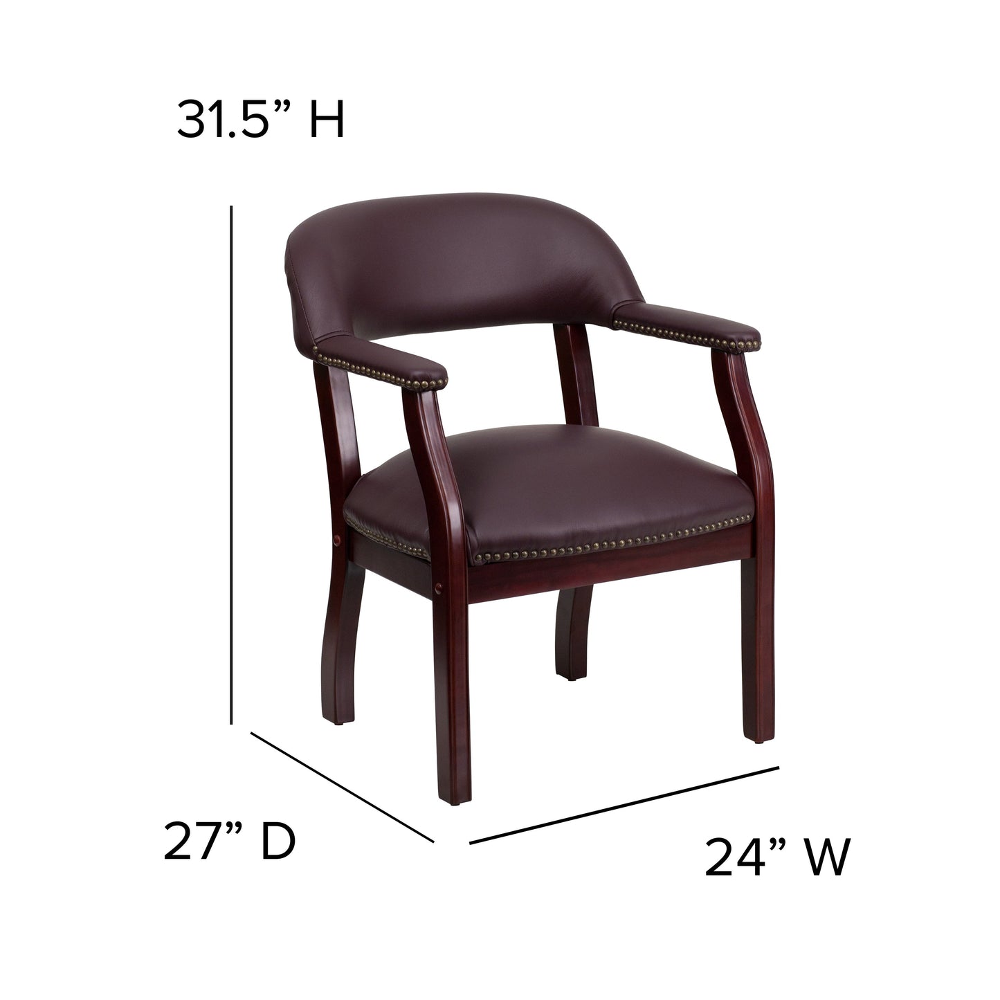 Burgundy Leather Guest Chair B-Z105-LF19-LEA-GG