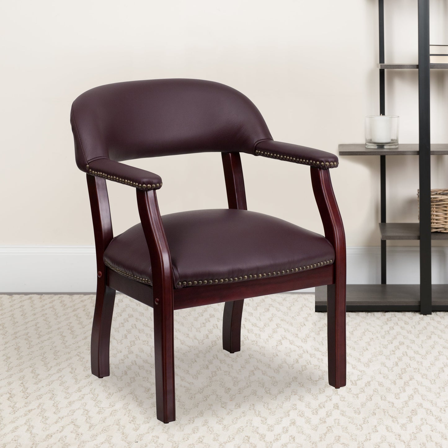 Burgundy Leather Guest Chair B-Z105-LF19-LEA-GG