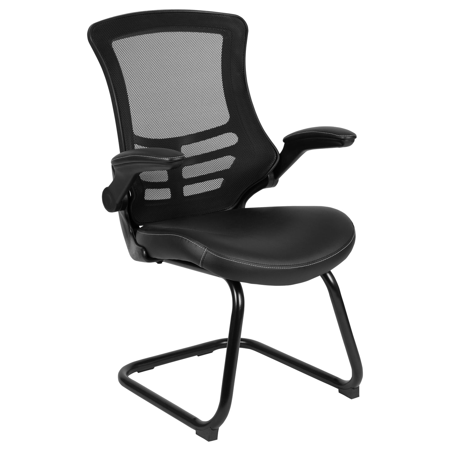 Black Mesh/Leather Side Chair BL-X-5C-BK-LEA-GG