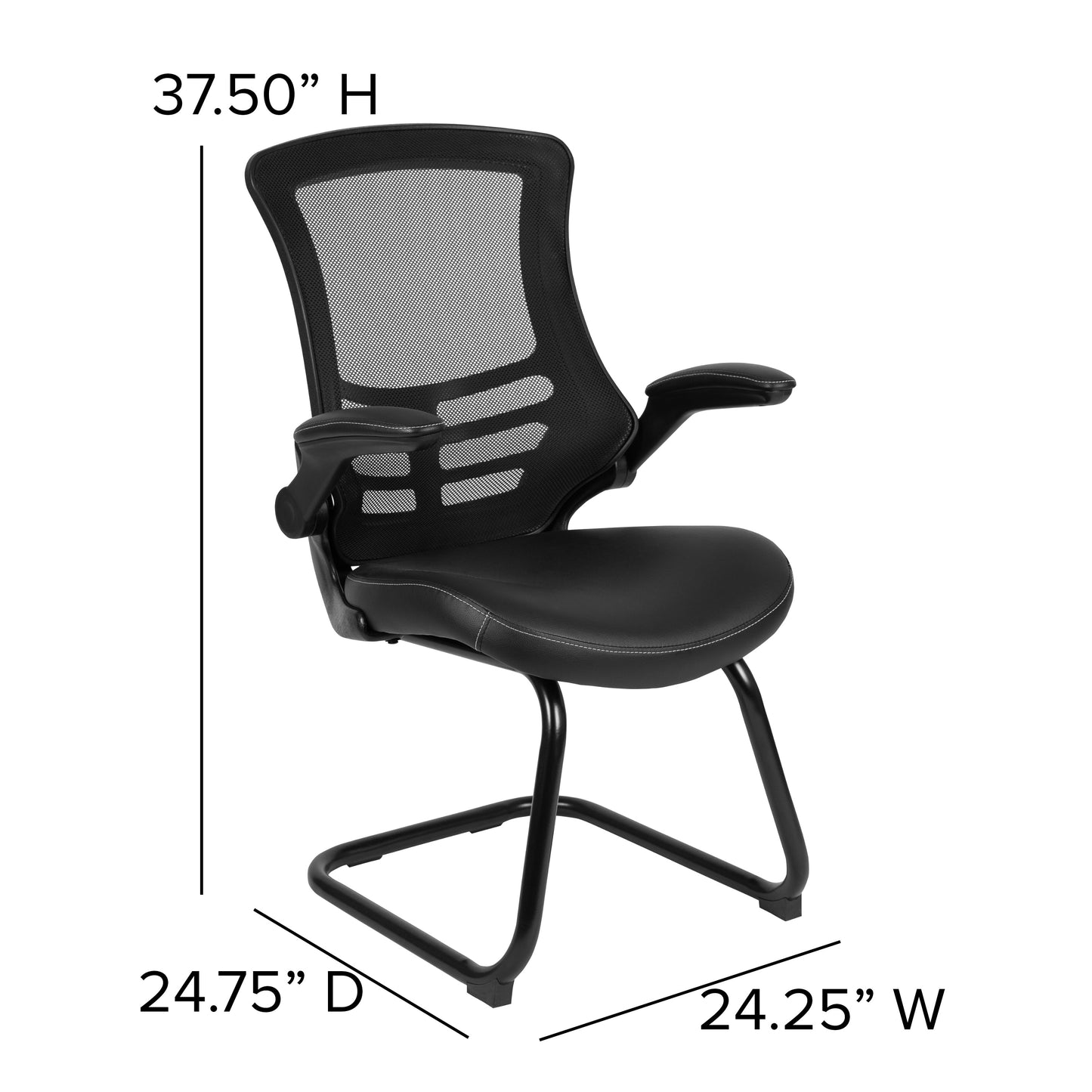 Black Mesh/Leather Side Chair BL-X-5C-BK-LEA-GG