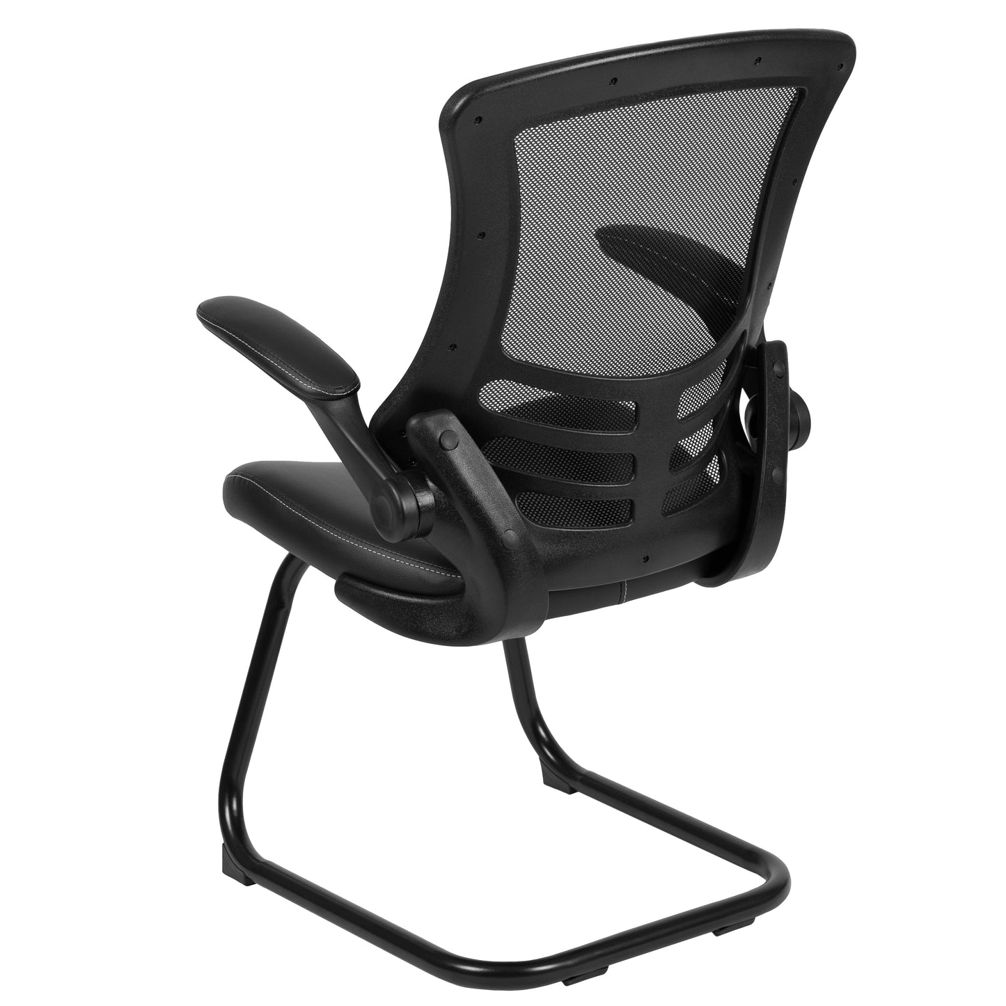 Black Mesh/Leather Side Chair BL-X-5C-BK-LEA-GG