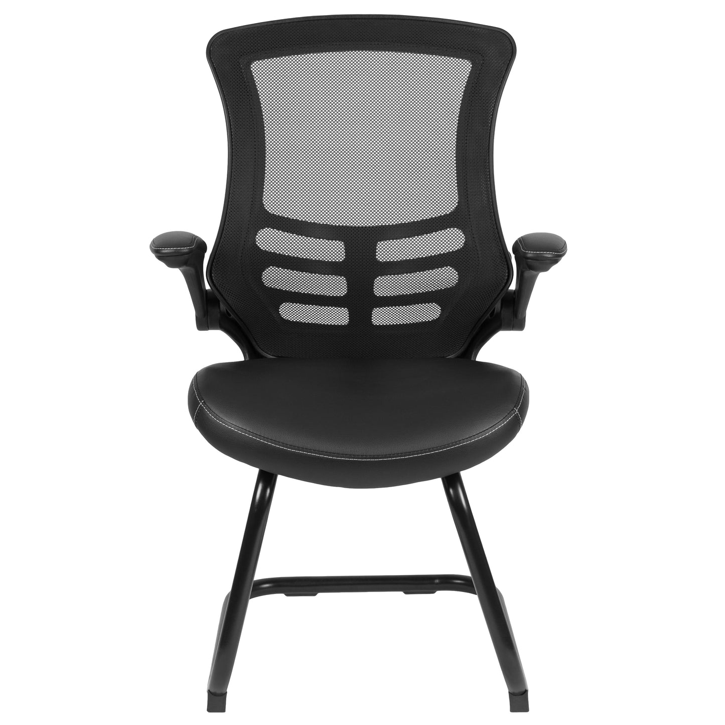 Black Mesh/Leather Side Chair BL-X-5C-BK-LEA-GG