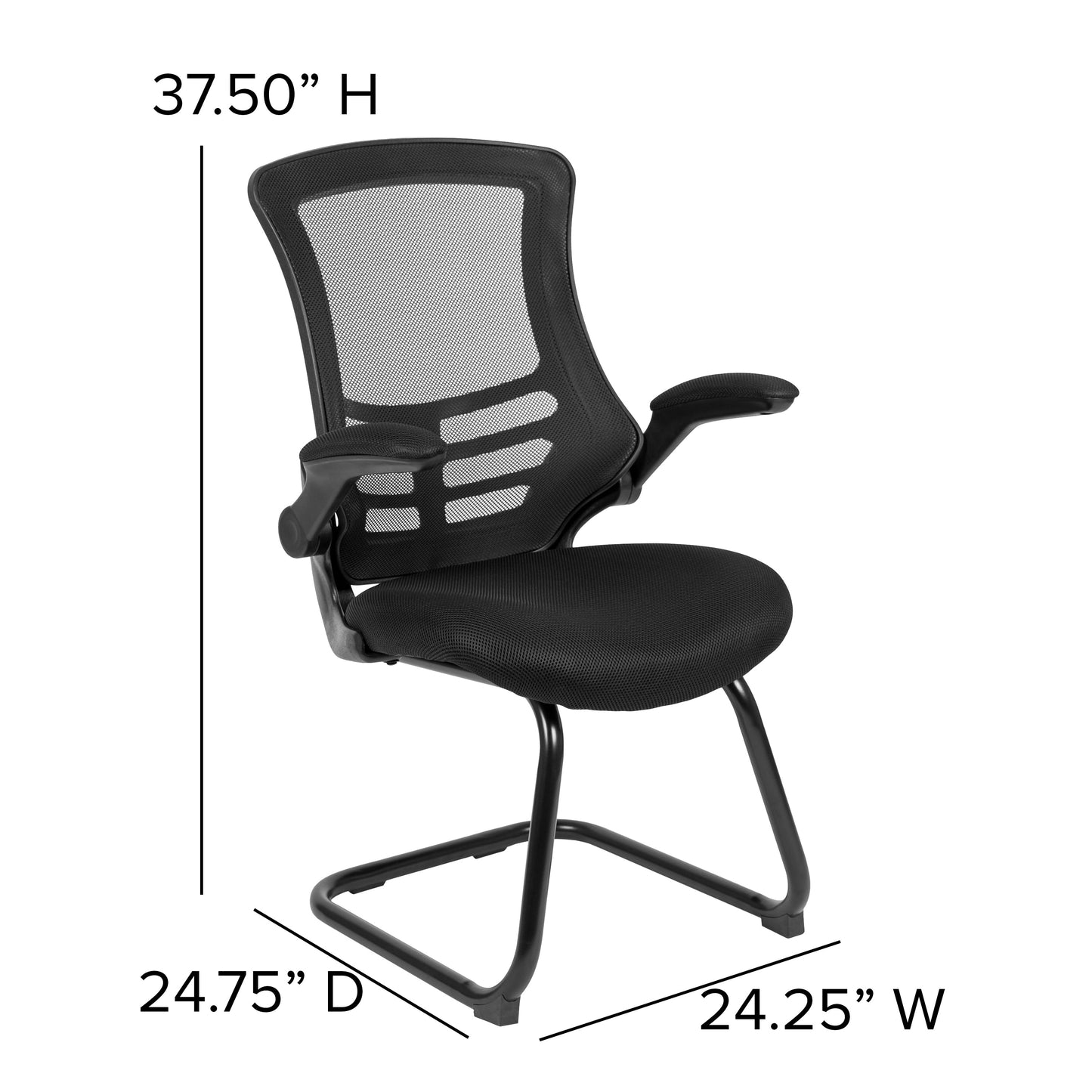 Black Mesh Sled Side Chair BL-X-5C-GG