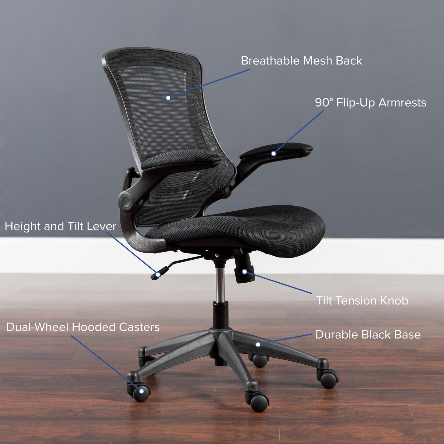 Black Mid-Back Task Mesh Chair BL-X-5M-BK-GG