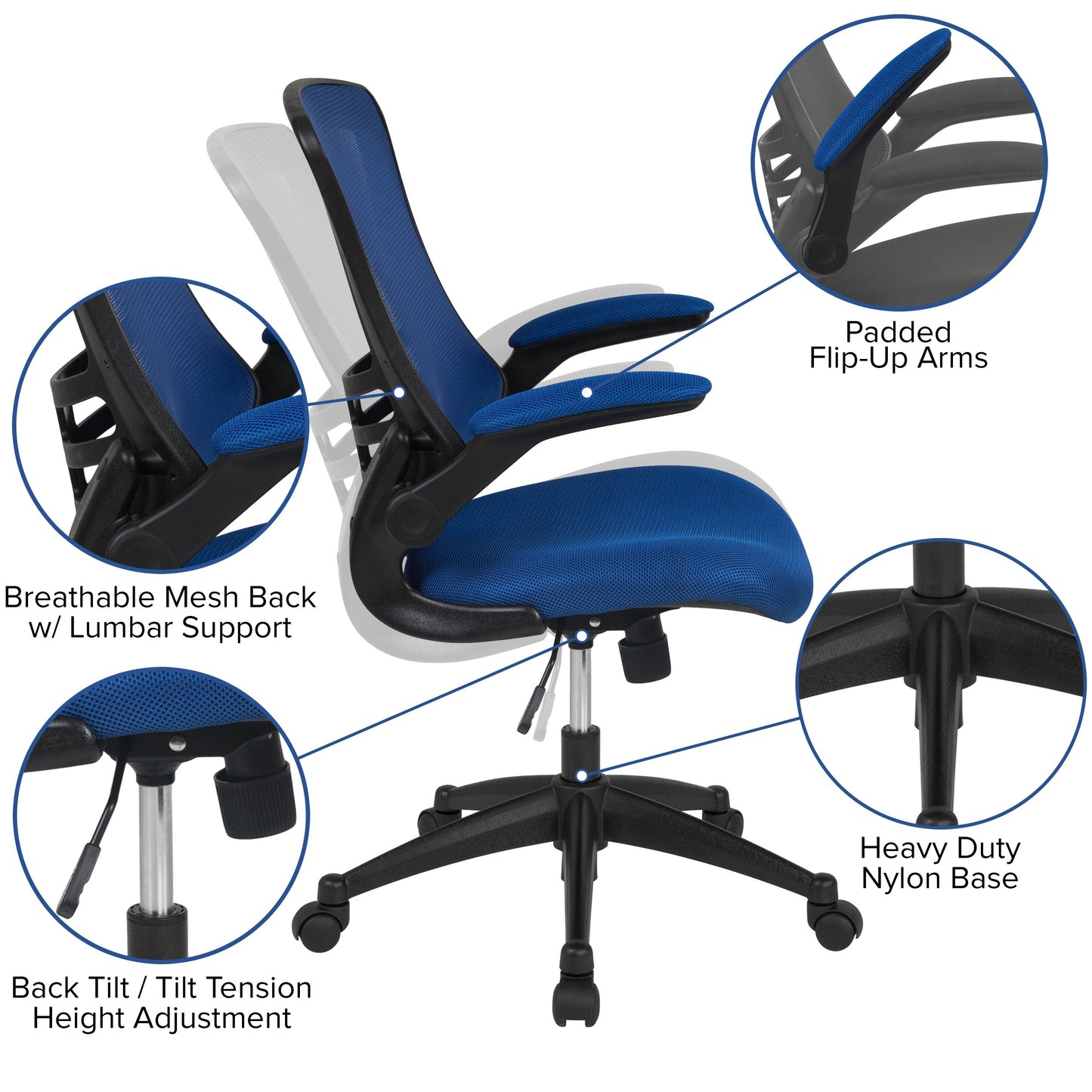 Blue Mesh Mid-Back Desk Chair BL-X-5M-BLUE-GG