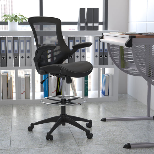 Black Mesh Draft Chair BL-X-5M-D-BK-LEA-GG