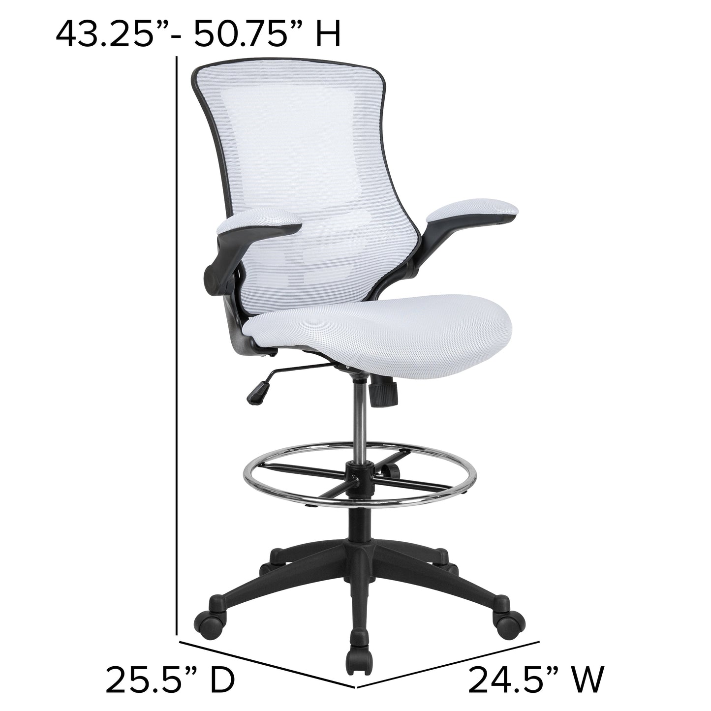 White Mesh Draft Chair BL-X-5M-D-WH-GG