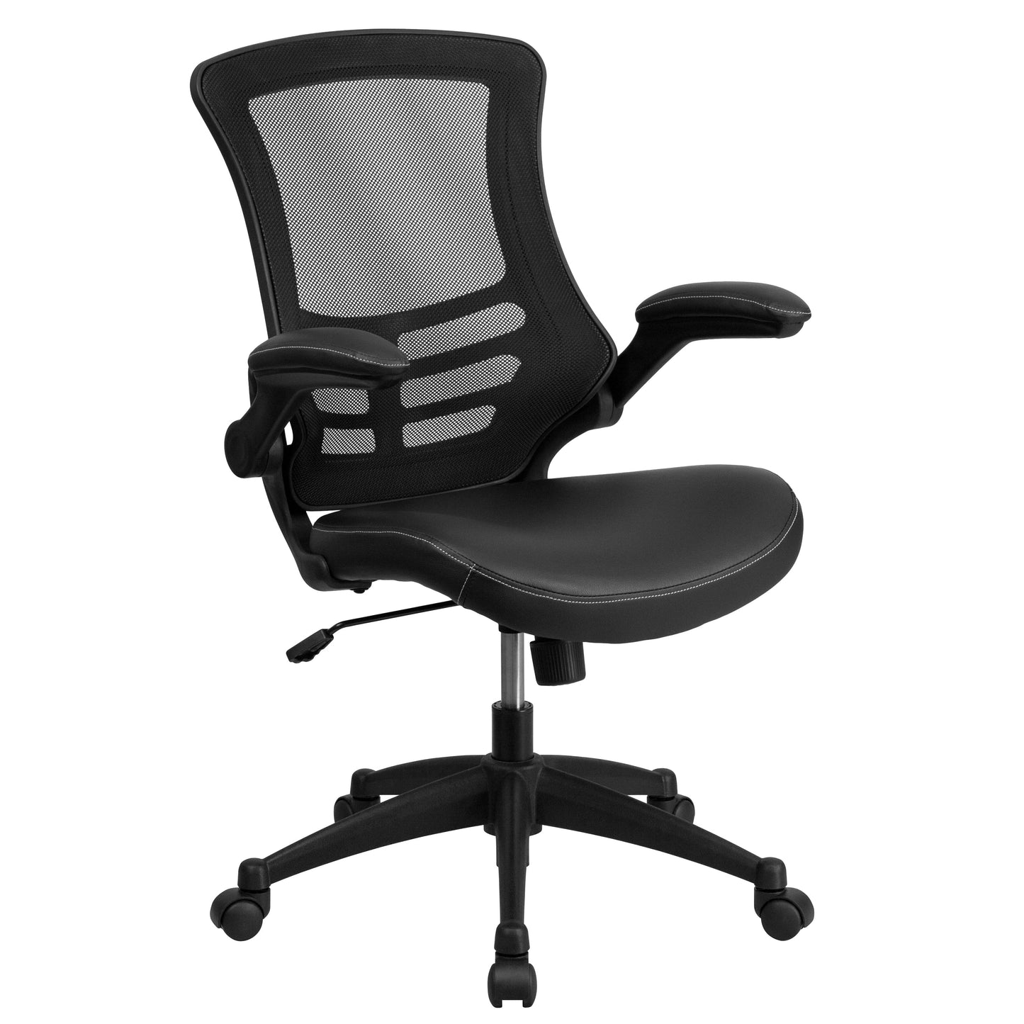 Black Mid-Back Leather Chair BL-X-5M-LEA-GG