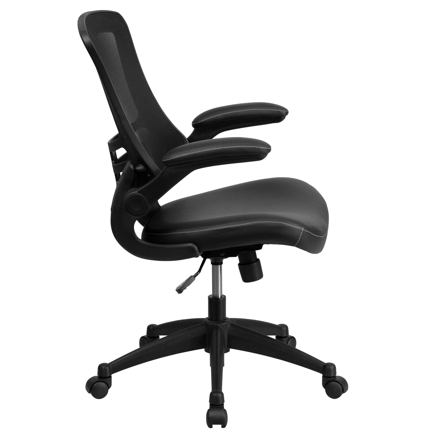 Black Mid-Back Leather Chair BL-X-5M-LEA-GG