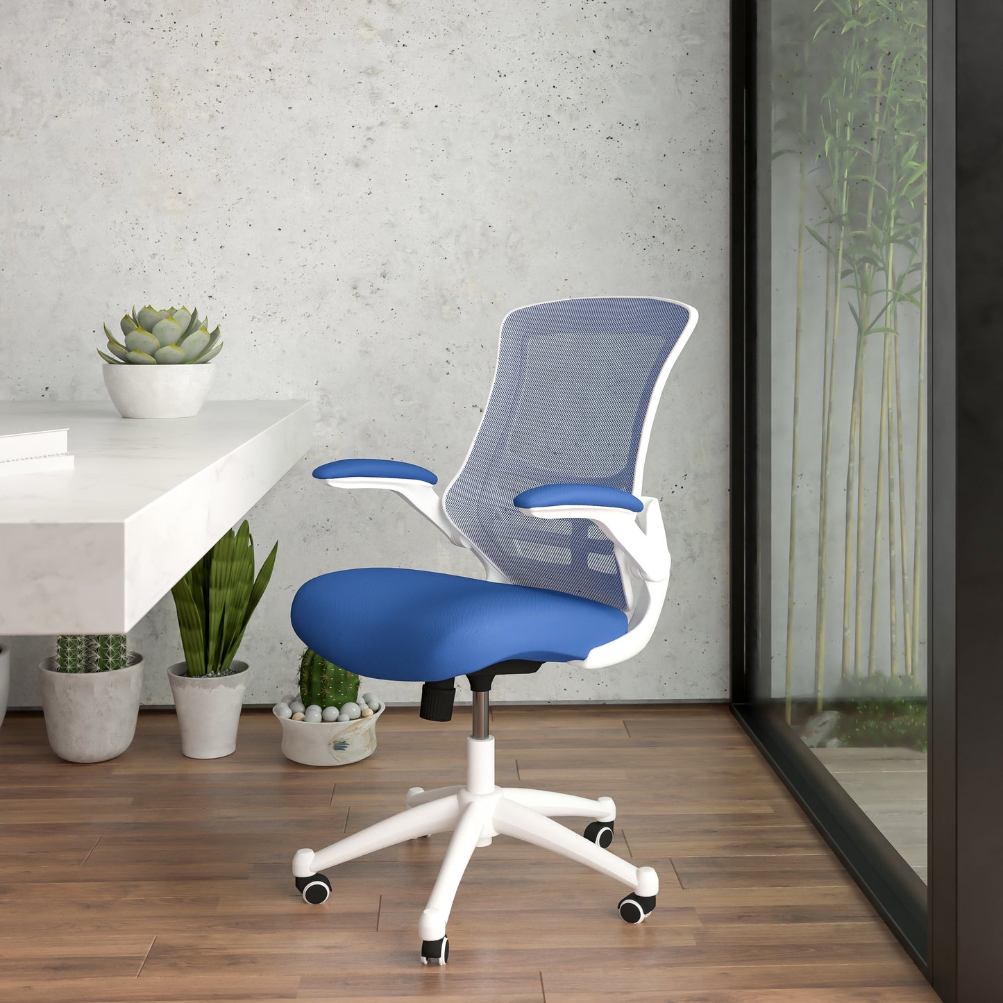 Blue Mesh Mid-Back Desk Chair BL-X-5M-WH-BLUE-GG