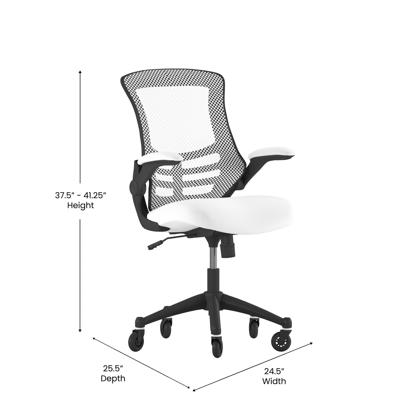 White Chair with Roller Wheels BL-X-5M-WH-RLB-GG