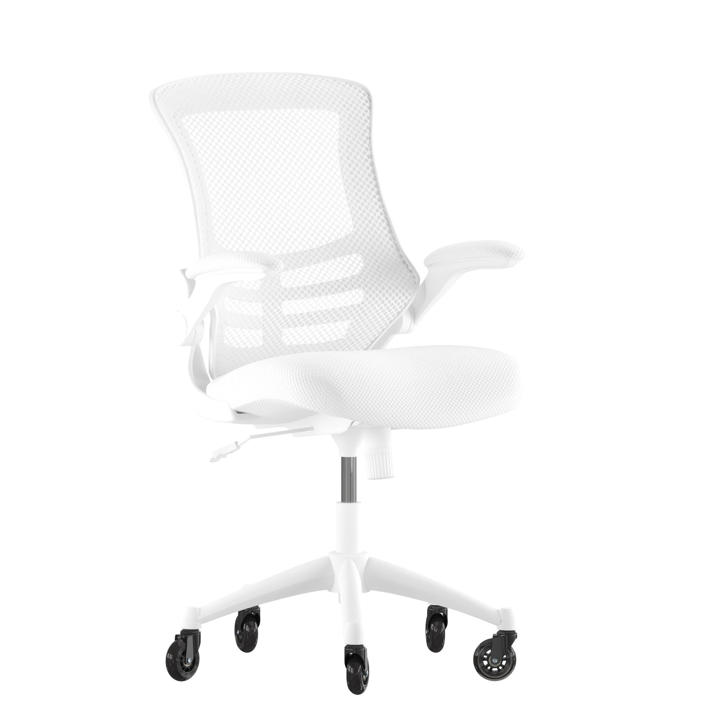 White Chair with Roller Wheels BL-X-5M-WH-WH-RLB-GG