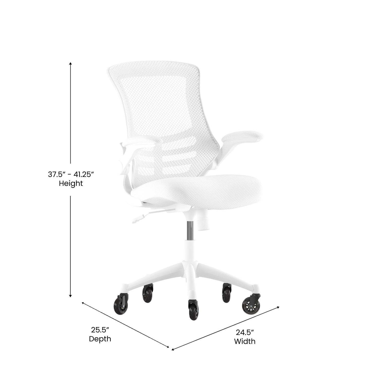 White Chair with Roller Wheels BL-X-5M-WH-WH-RLB-GG