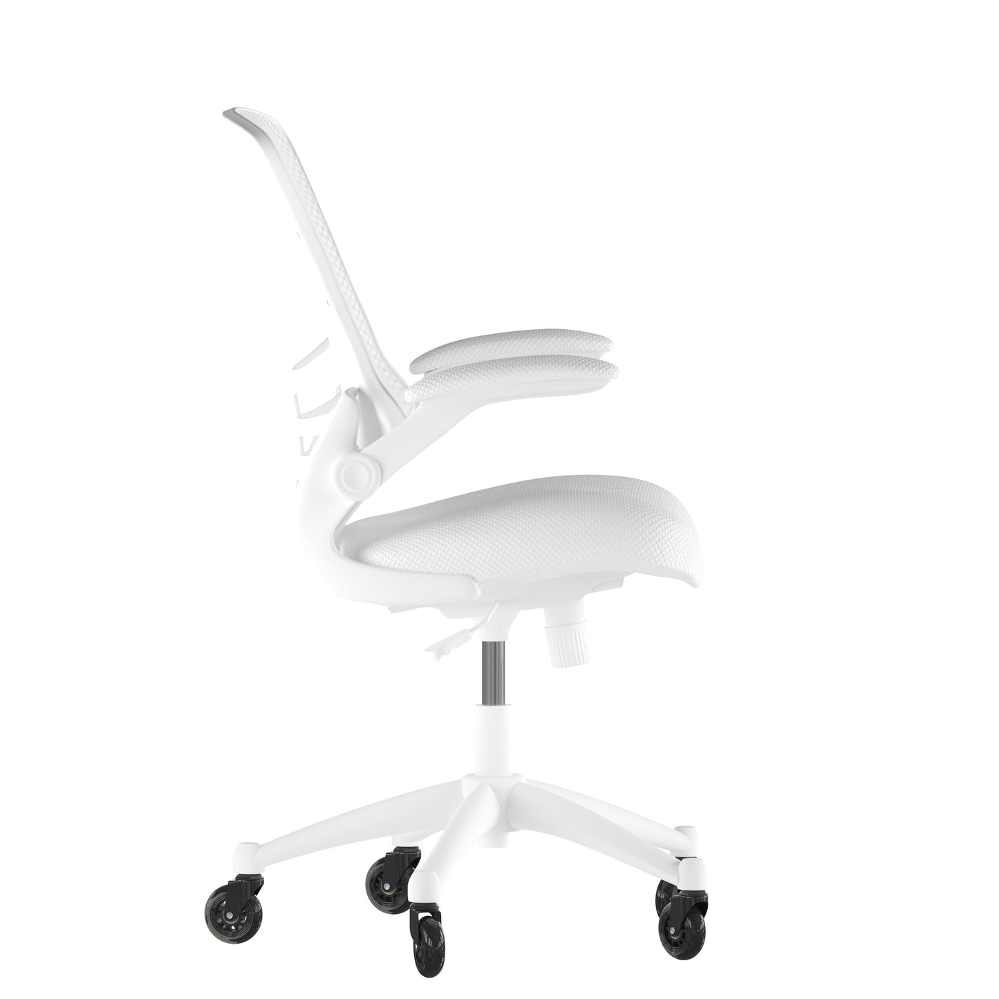 White Chair with Roller Wheels BL-X-5M-WH-WH-RLB-GG