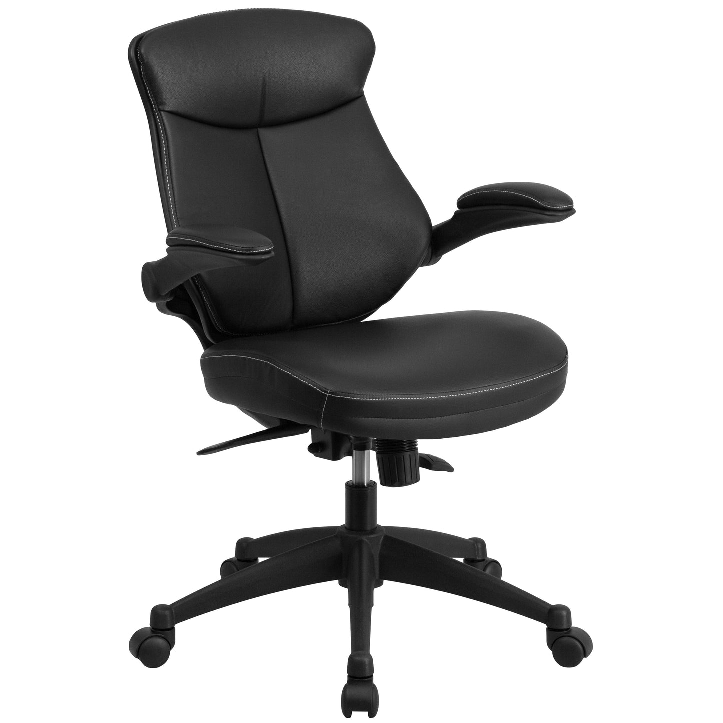 Black Mid-Back Leather Chair BL-ZP-804-GG