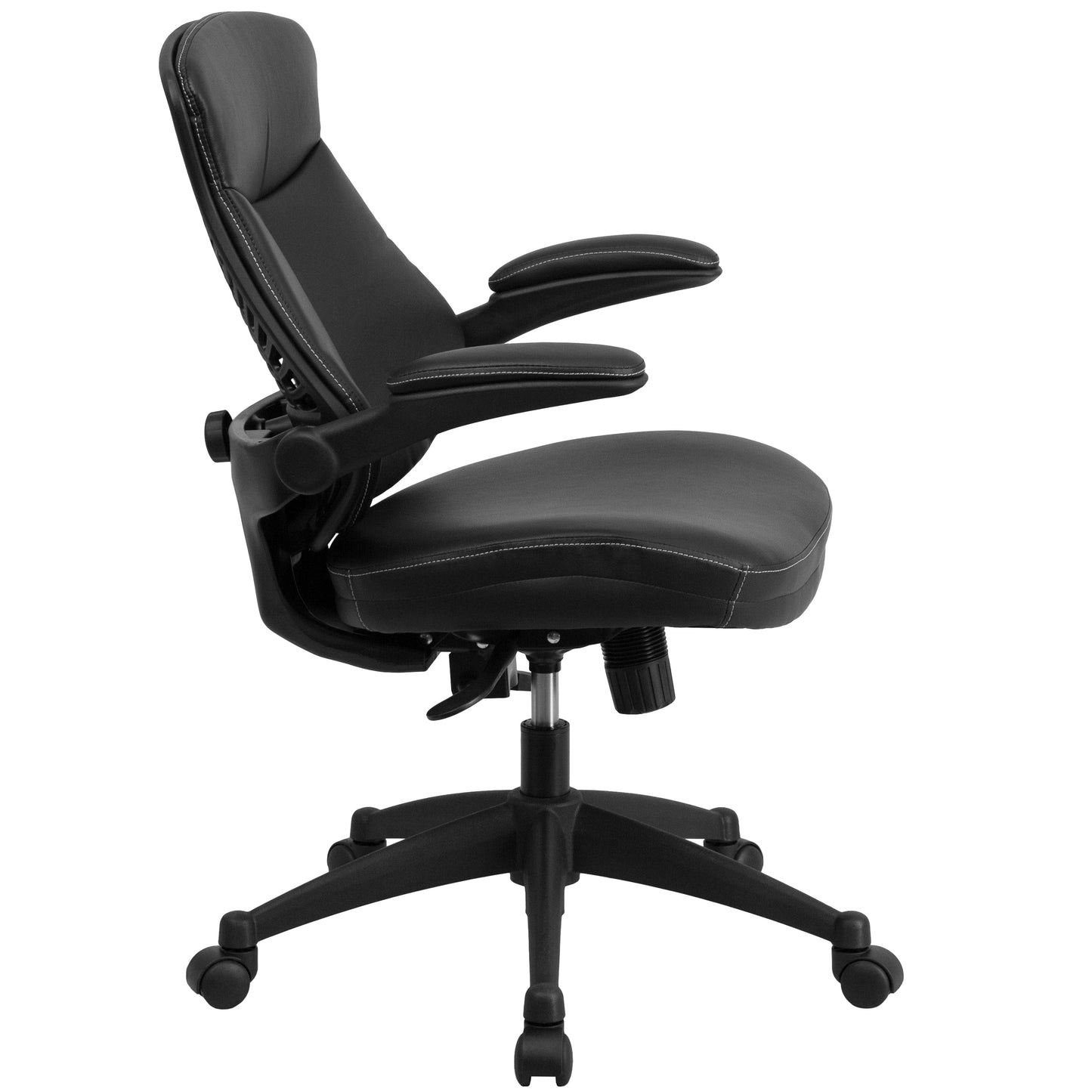 Black Mid-Back Leather Chair BL-ZP-804-GG