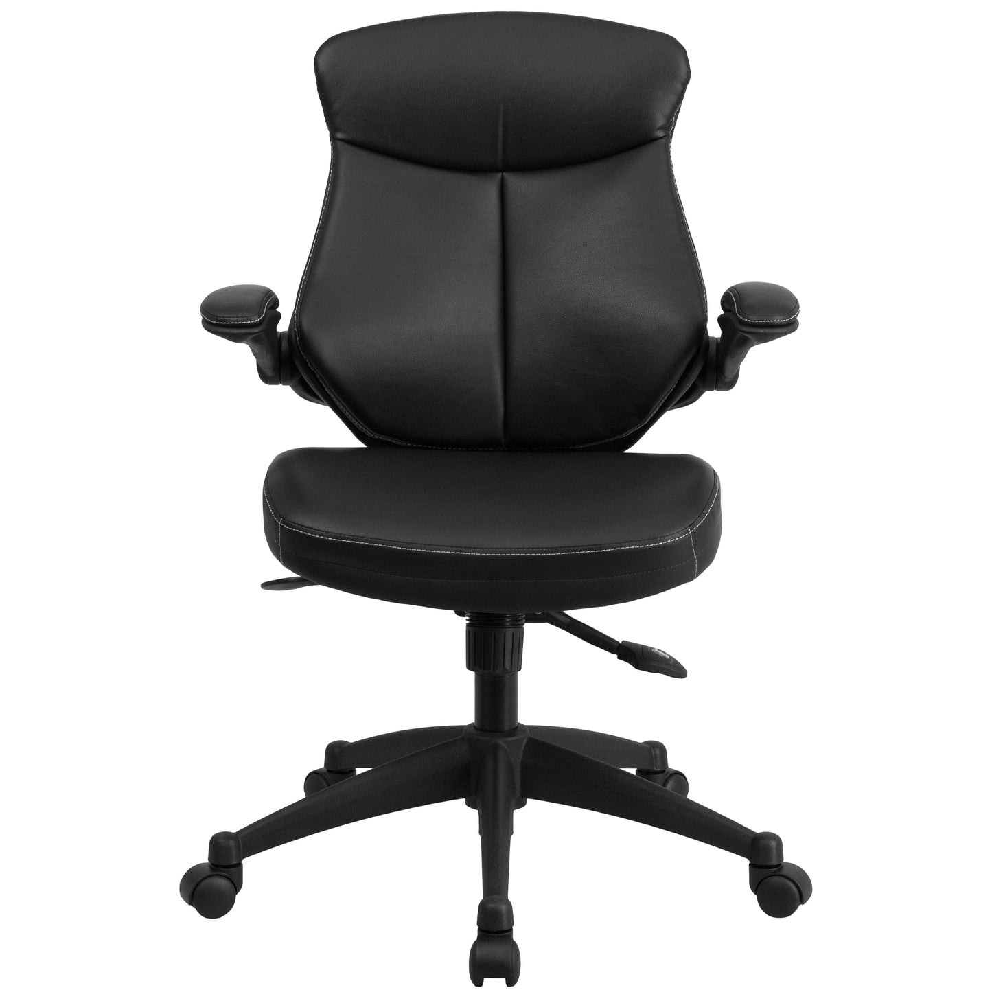 Black Mid-Back Leather Chair BL-ZP-804-GG