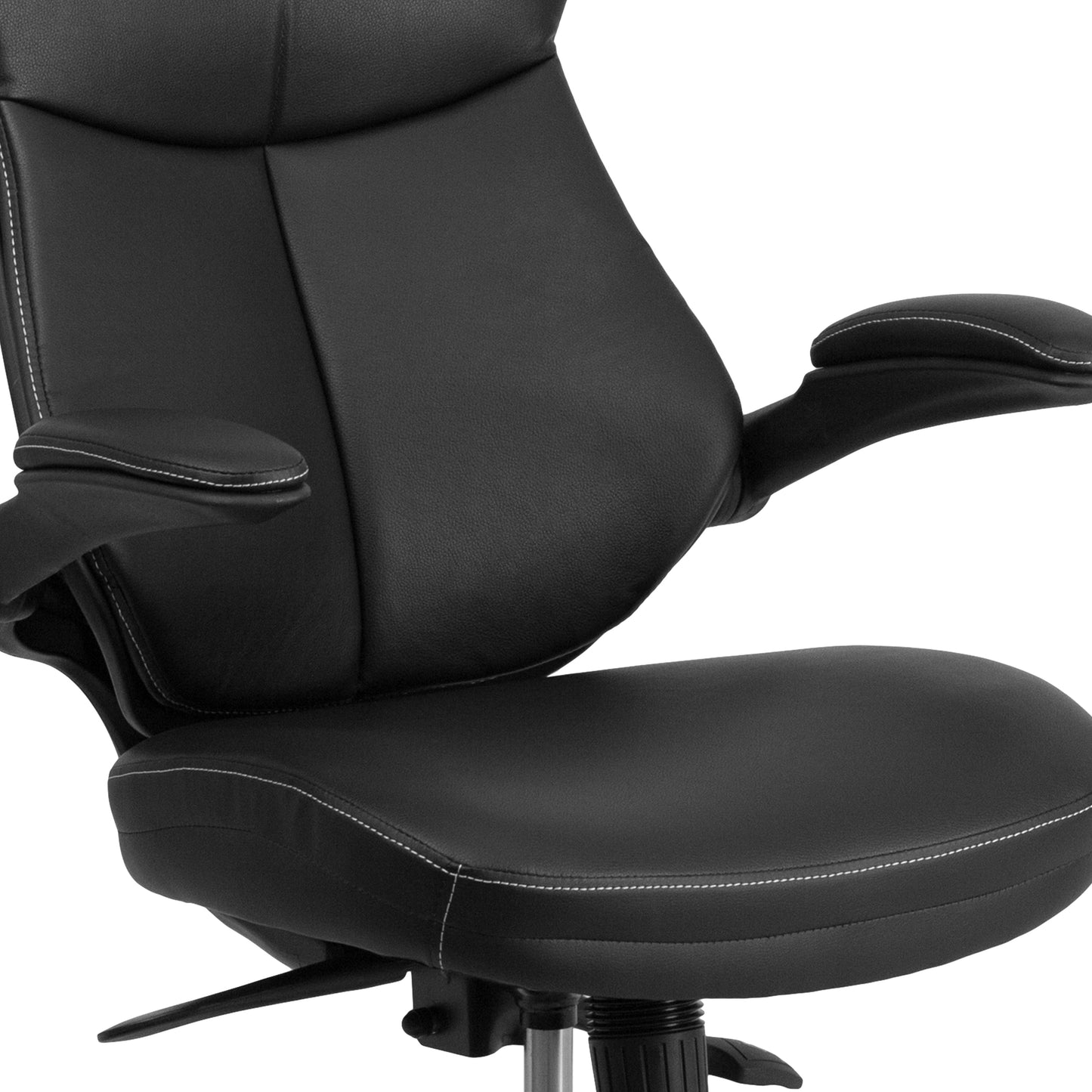 Black Mid-Back Leather Chair BL-ZP-804-GG