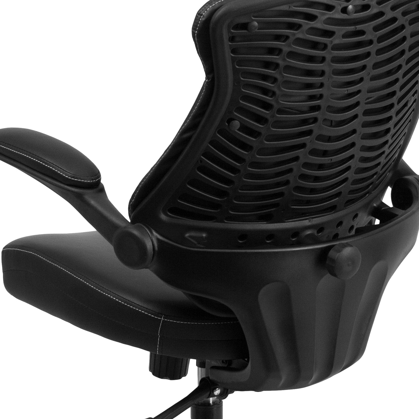 Black Mid-Back Leather Chair BL-ZP-804-GG