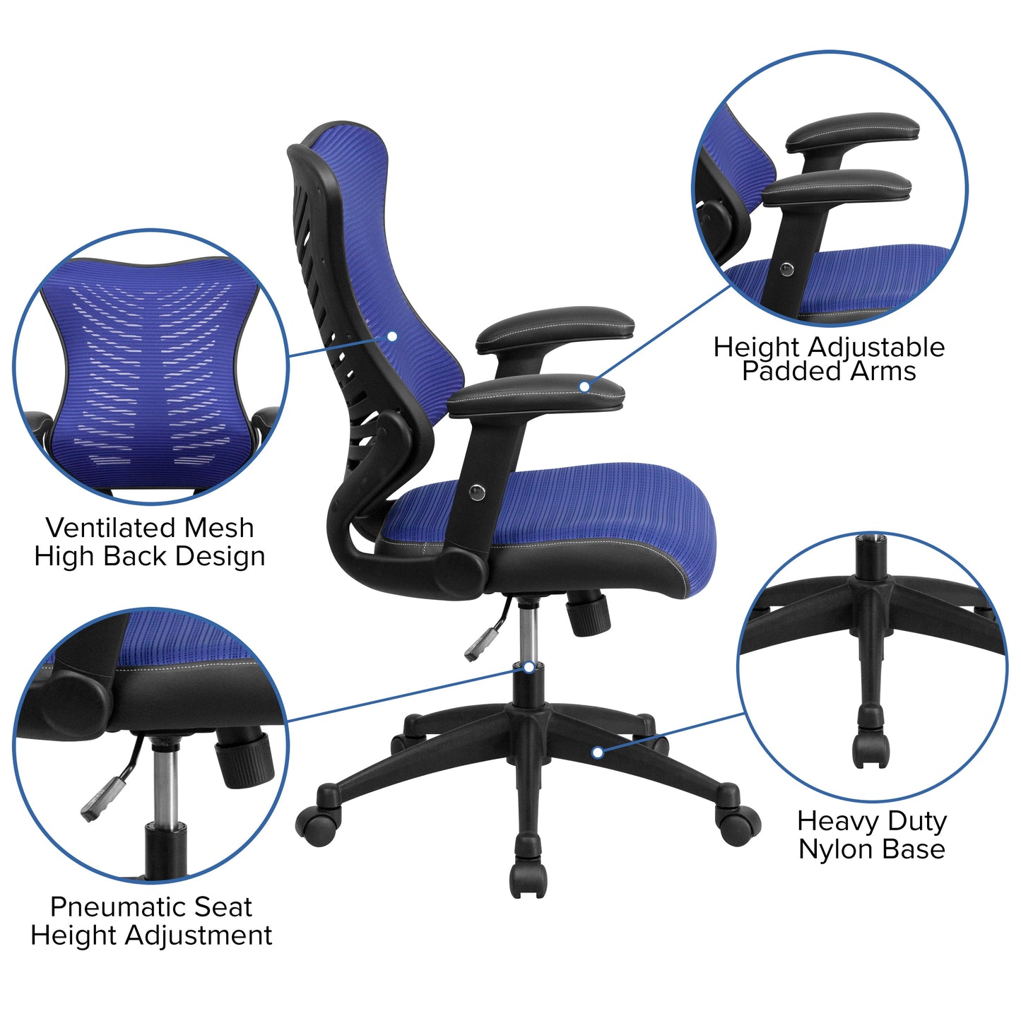 Blue High Back Mesh Chair BL-ZP-806-BL-GG