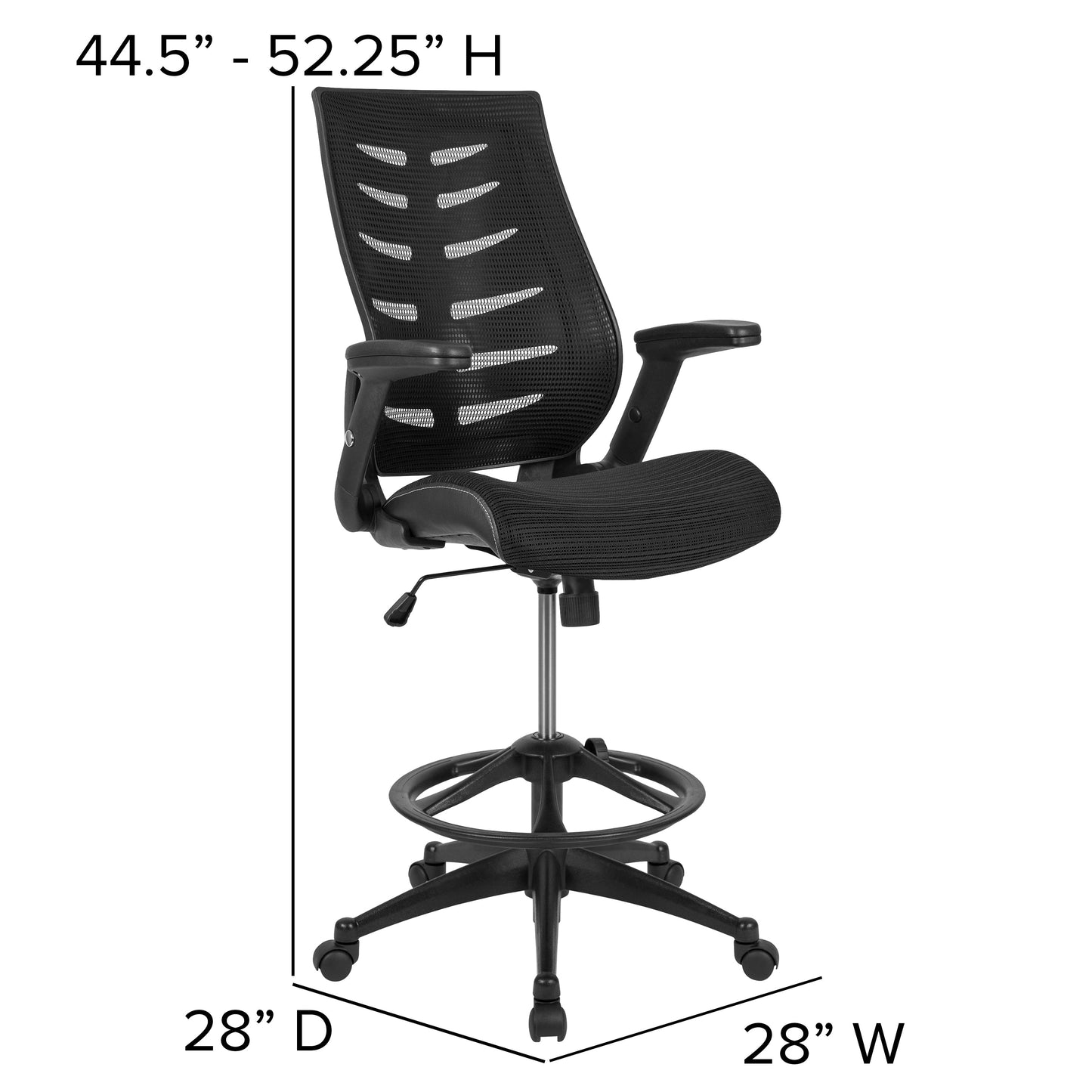 Black Mesh Drafting Chair BL-ZP-809D-BK-GG