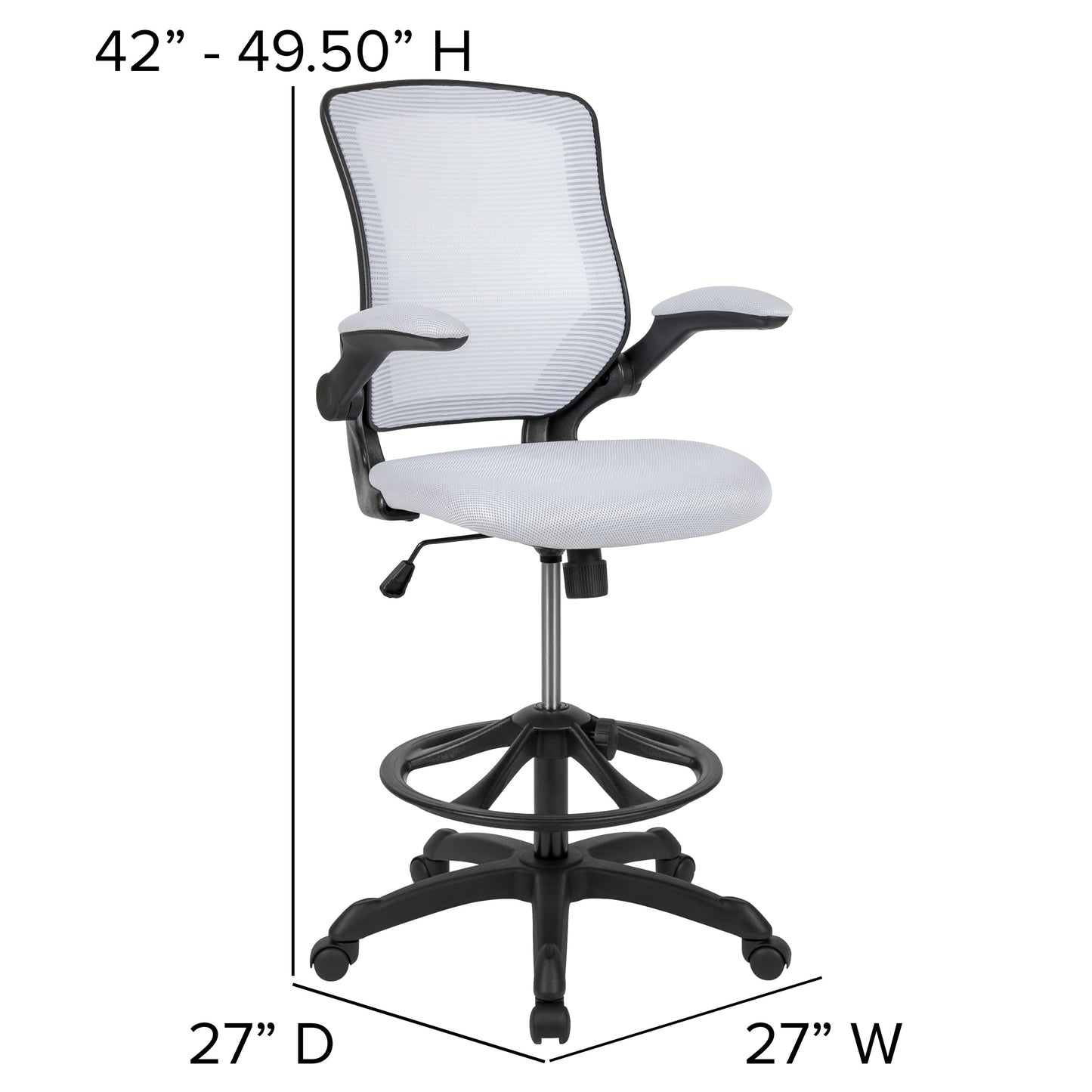 White Mesh Drafting Chair BL-ZP-8805D-WH-GG