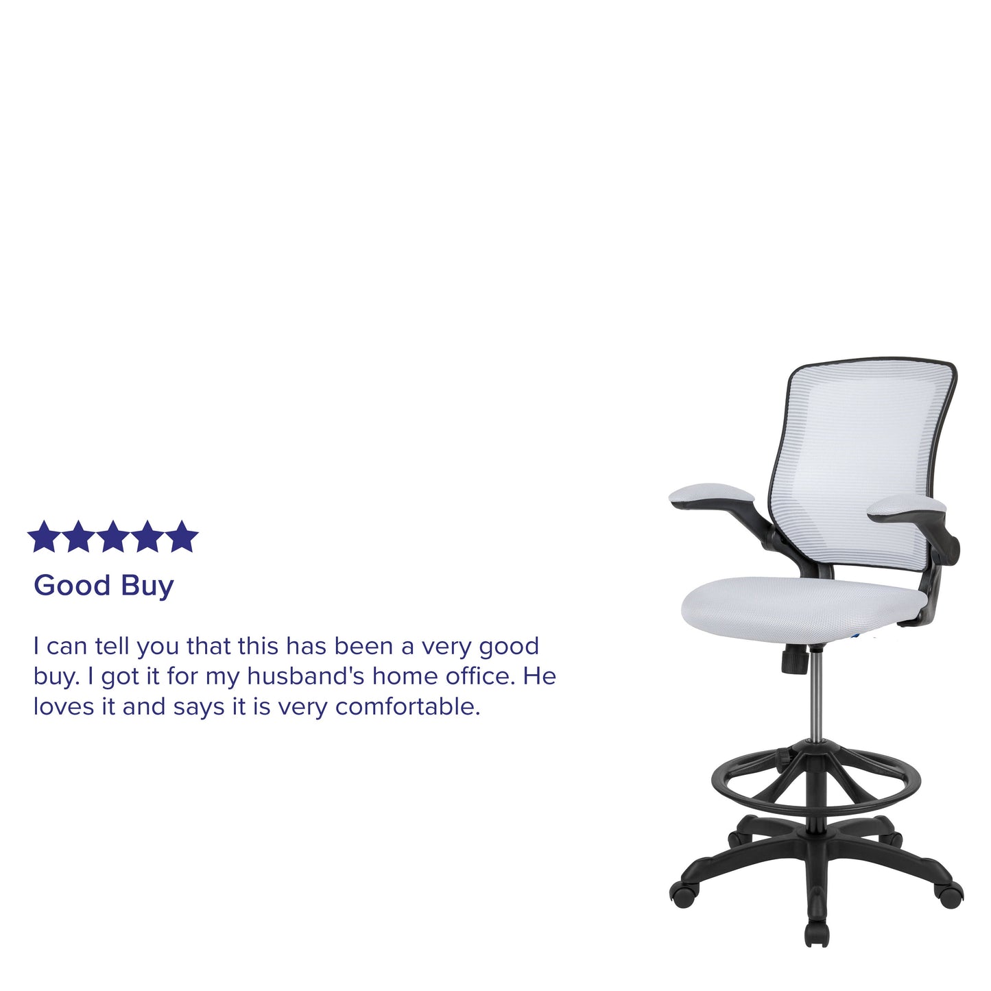 White Mesh Drafting Chair BL-ZP-8805D-WH-GG