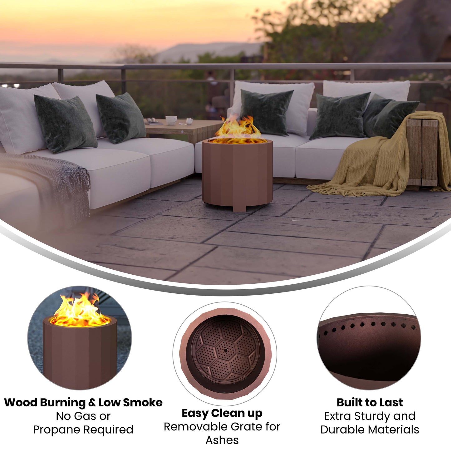 19.5 Bronze Smokeless Fire Pit BLN-HY-B-2201FP-02PC-19-5-BRZ-GG