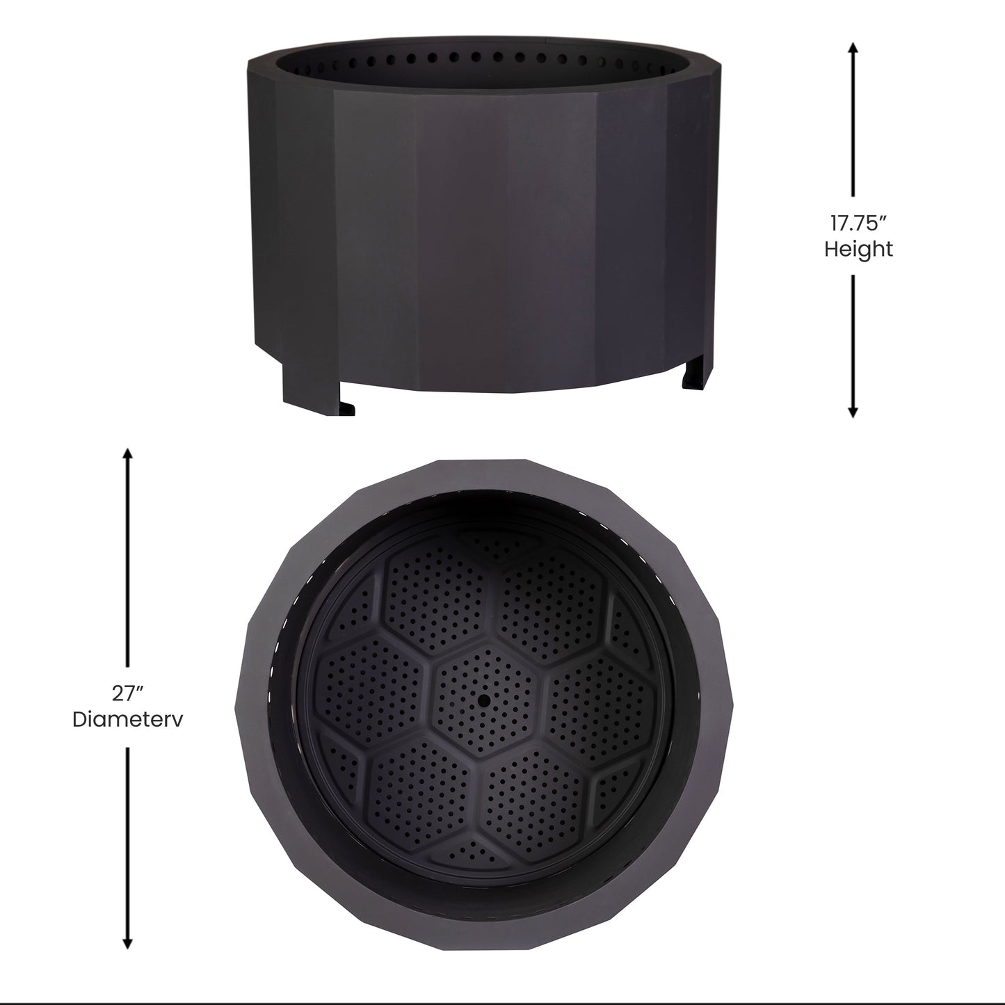 27 Black Smokeless Fire Pit BLN-HY-B-2201FP-03PC-BK-GG