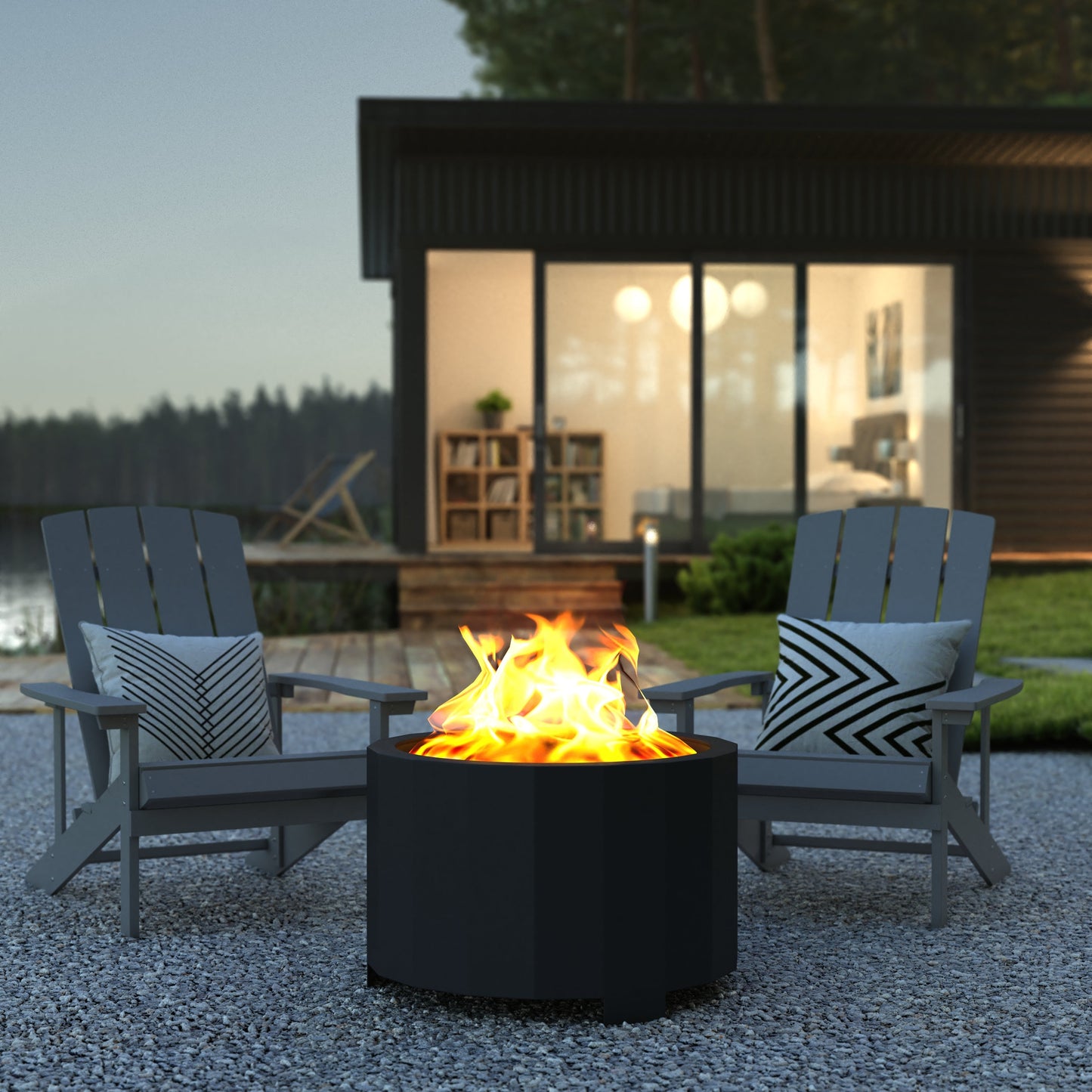 27 Black Smokeless Fire Pit BLN-HY-B-2201FP-03PC-BK-GG