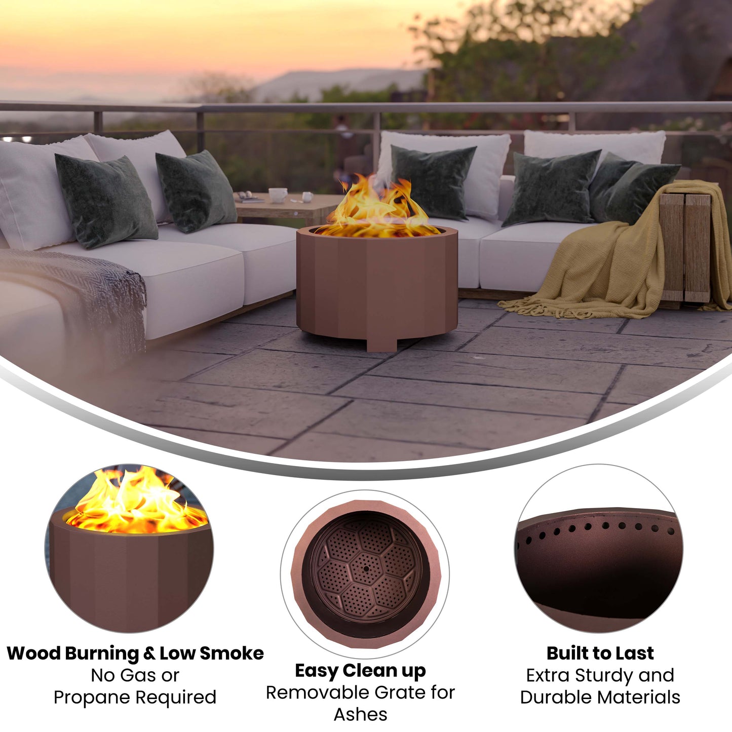 27 Bronze Smokeless Fire Pit BLN-HY-B-2201FP-03PC-BRZ-GG