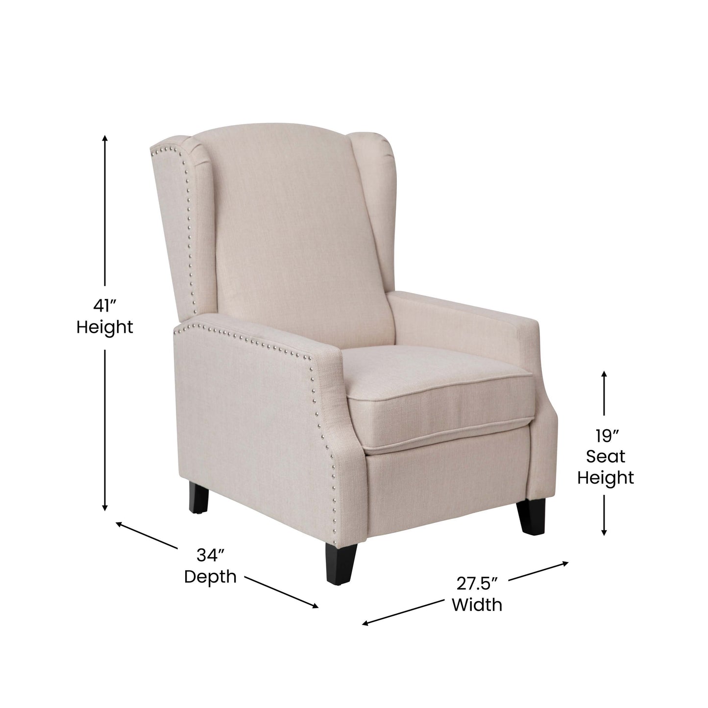 Cream Push Back Recliner Chair BO-BS7002-1-CREAM-GG