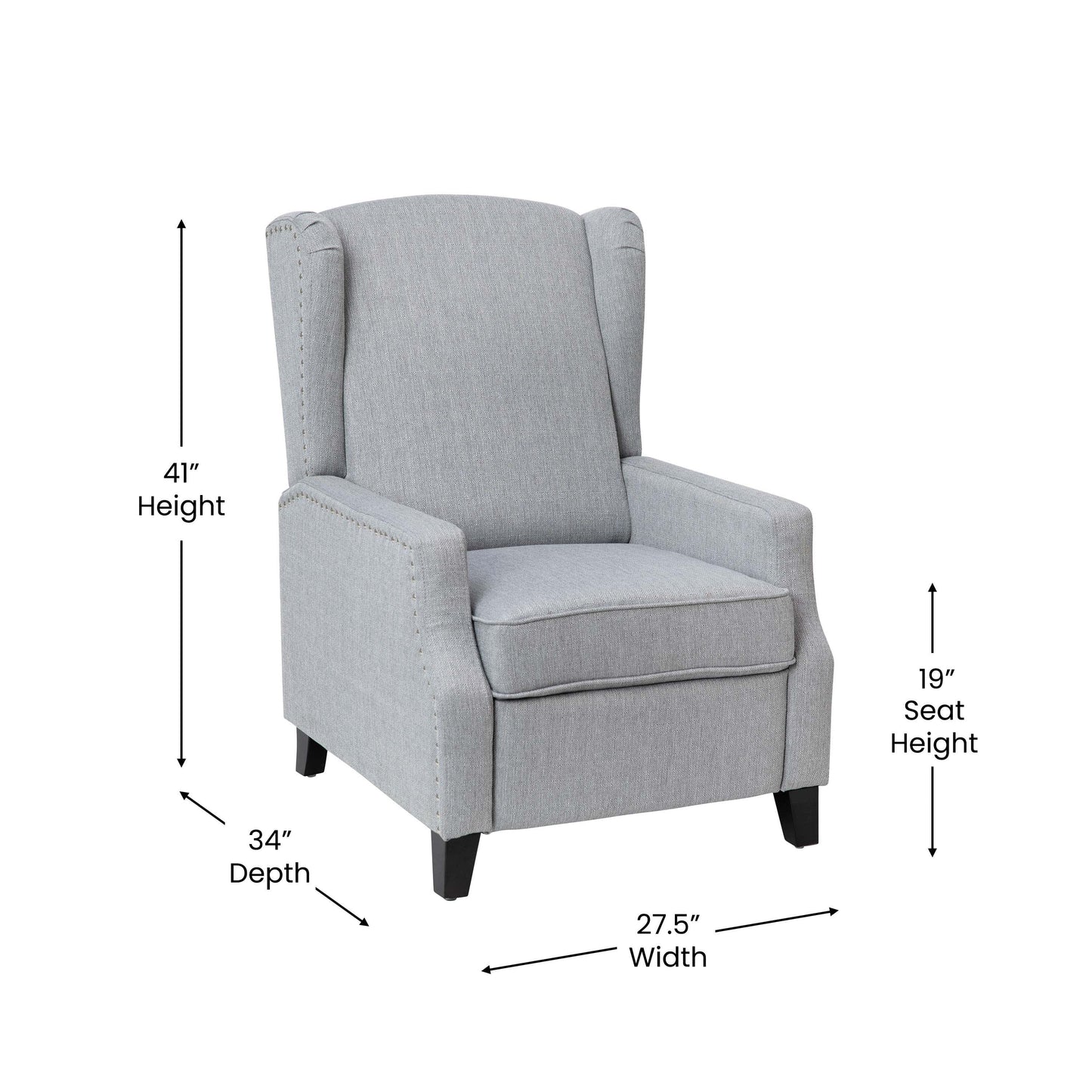 Gray Push Back Recliner Chair BO-BS7002-1-GY-GG