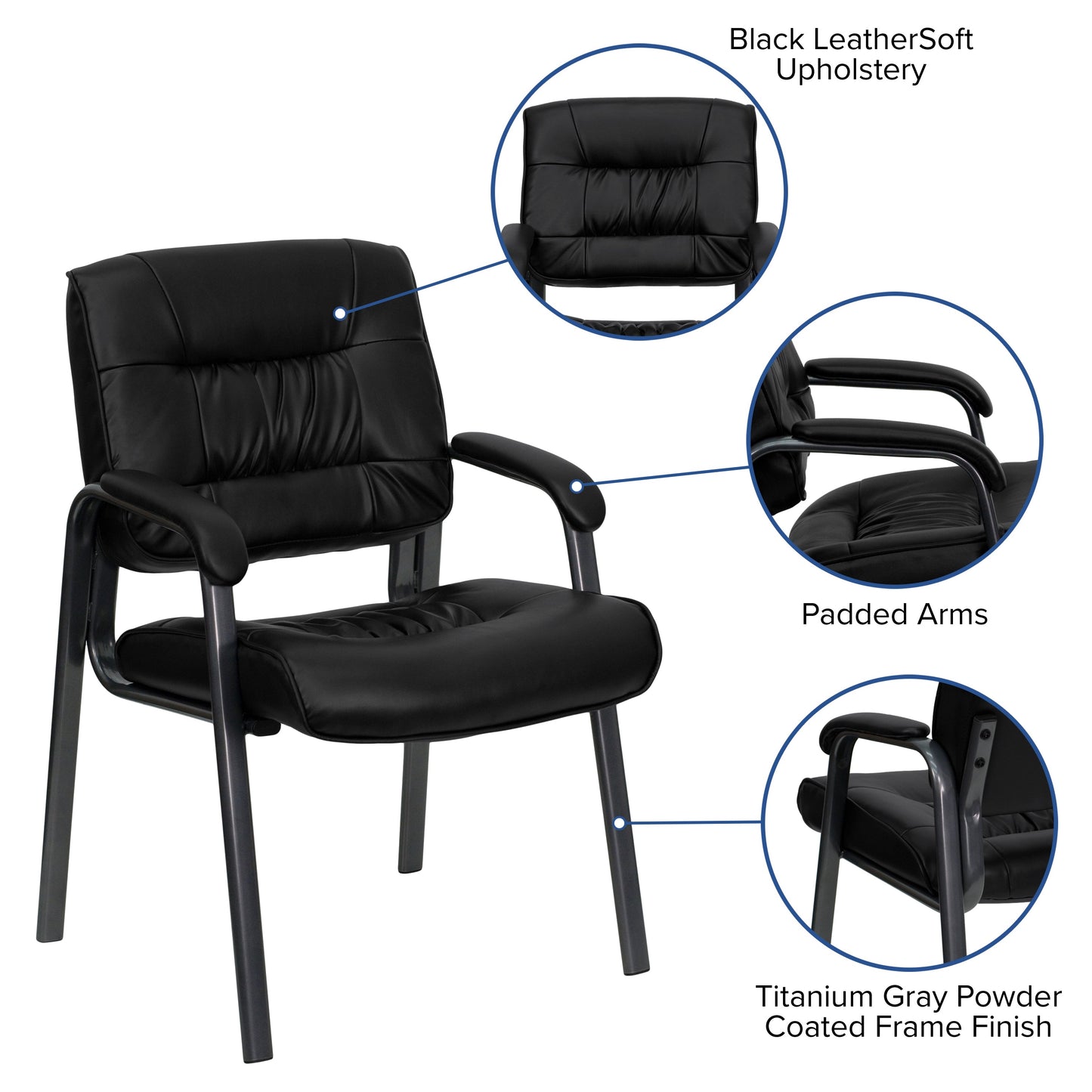 Black LeatherSoft Side Chair BT-1404-BKGY-GG