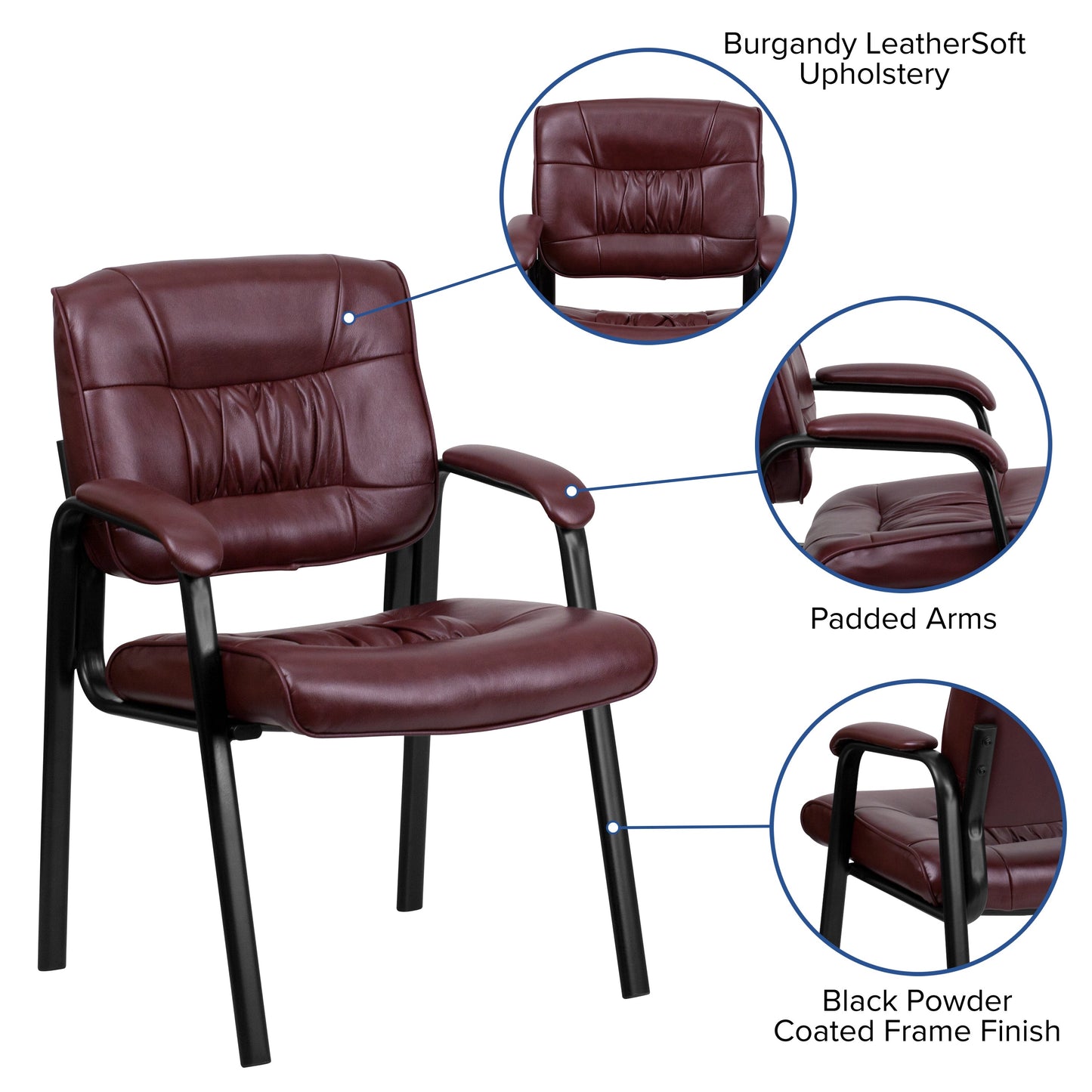 Burgundy Leather Side Chair BT-1404-BURG-GG