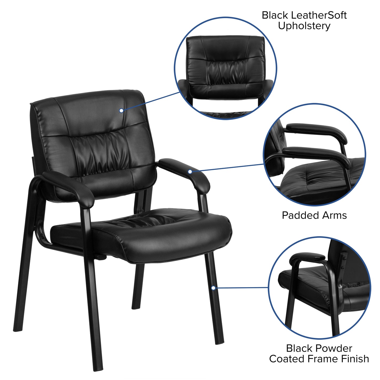 Black Leather Side Chair BT-1404-GG